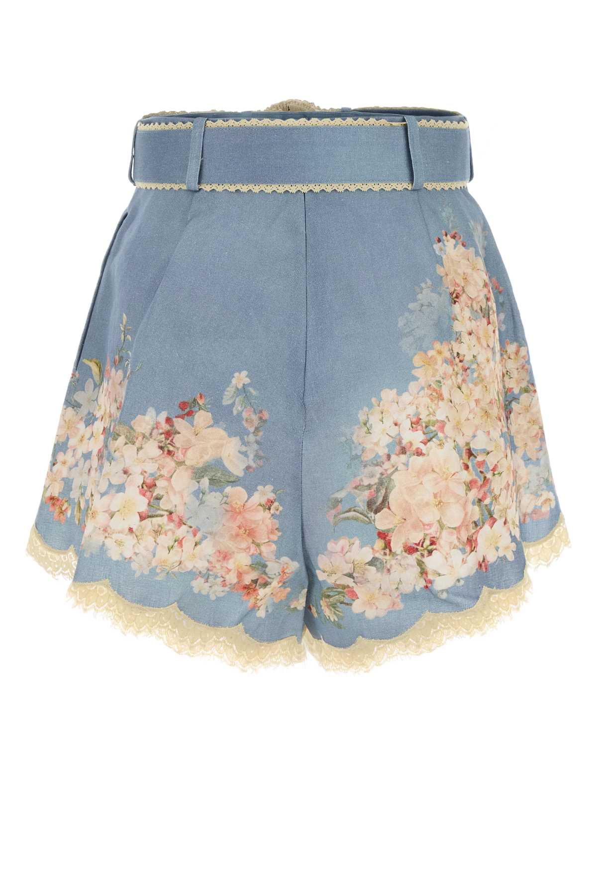 ZIMMERMANN Floral Printed Linen Mini Shorts
