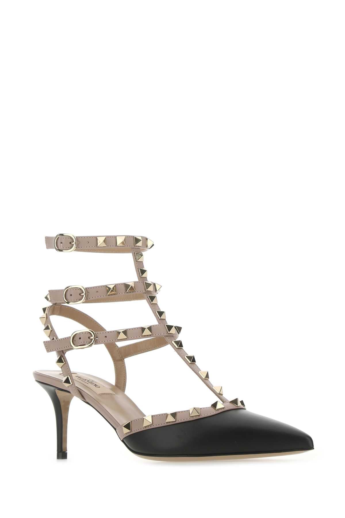 VALENTINO GARAVANI Two-tone Leather Rockstud Pumps with 6 cm Heel Height