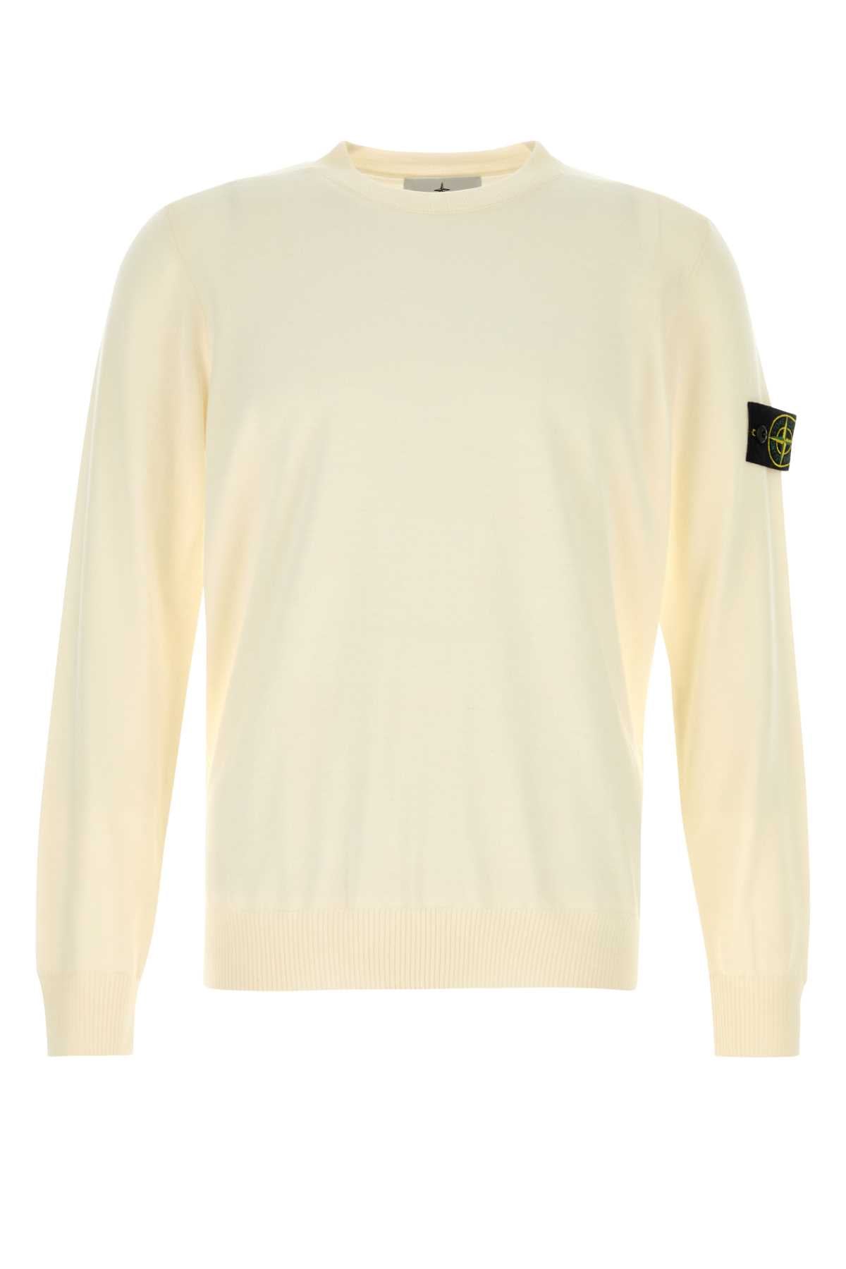 STONE ISLAND Ivory Wool Sweater for Men - Fall/Winter 2025