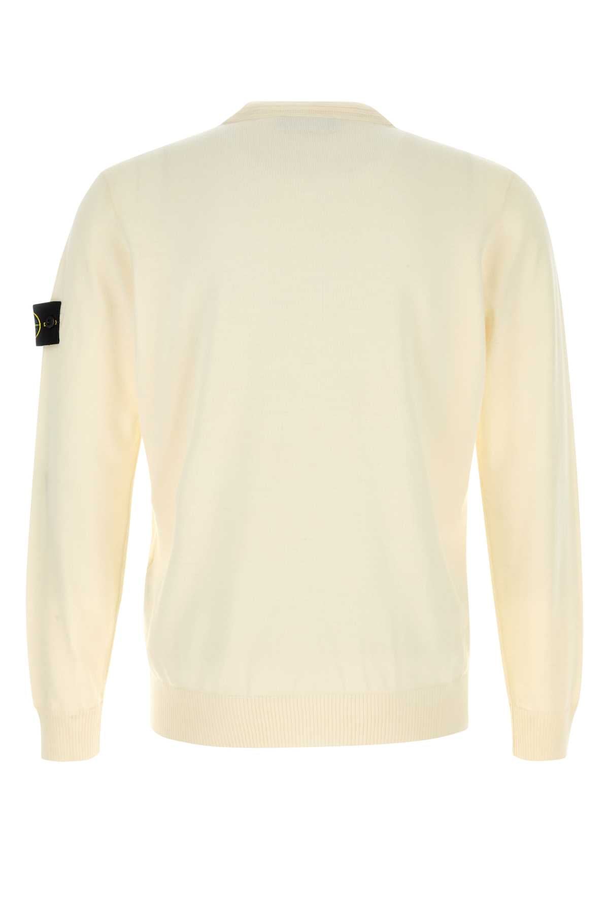 STONE ISLAND Ivory Wool Sweater for Men - Fall/Winter 2025