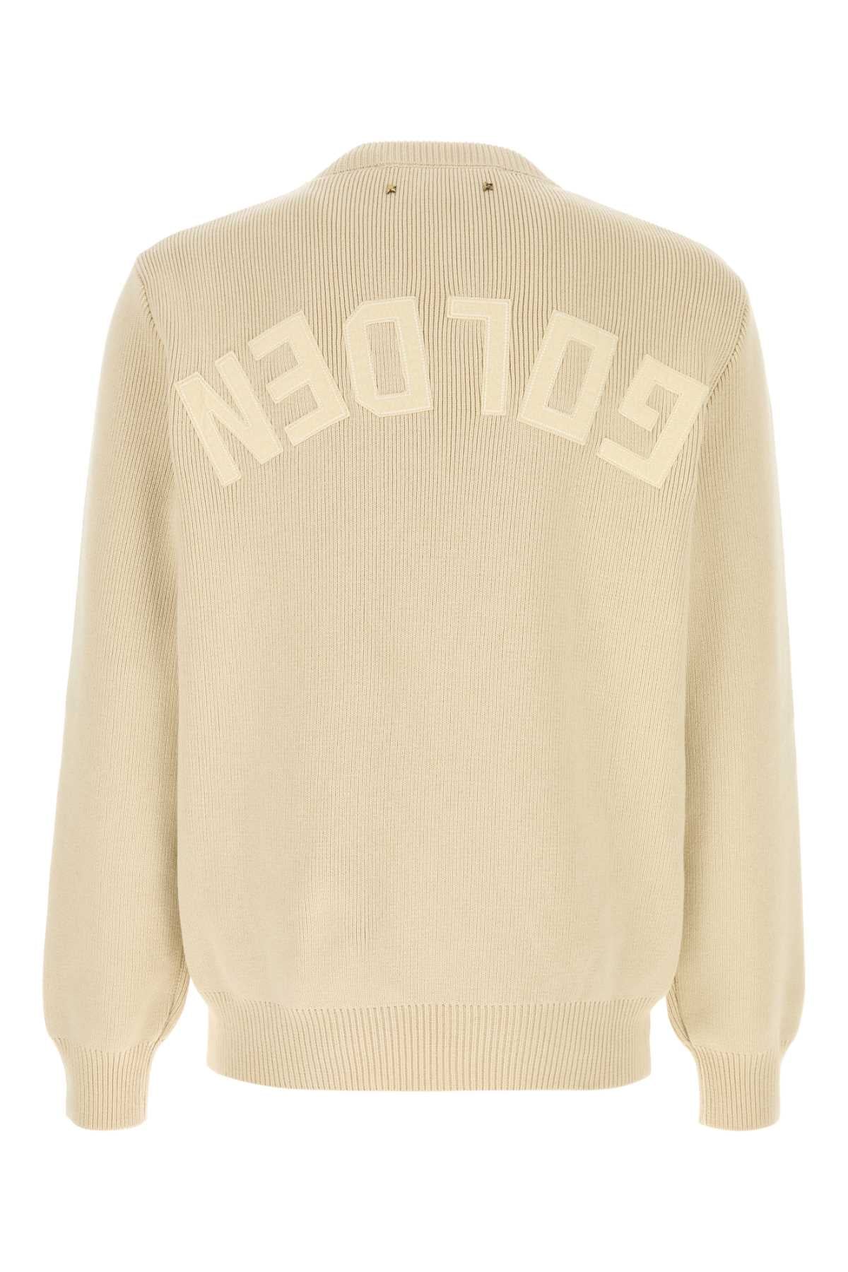 GOLDEN GOOSE DELUXE BRAND Beige Stretch Cotton Blend Sweater for Men - Perfect for Fall 2025