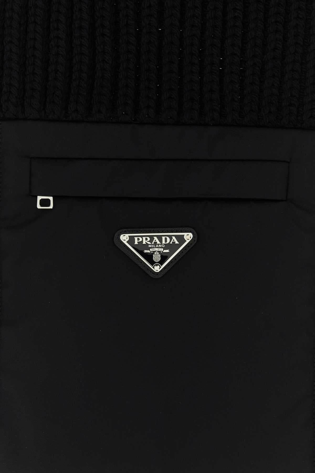 PRADA Essential Black Wool Scarf - 160cm x 20cm