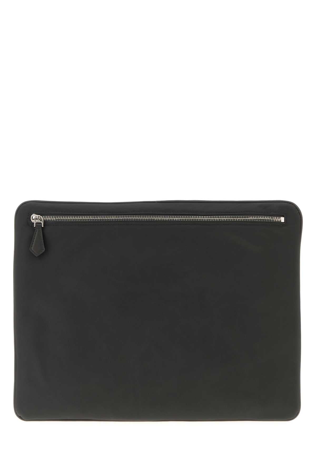 DOLCE & GABBANA Charcoal Fabric Clutch - 38 cm x 30 cm x 4 cm