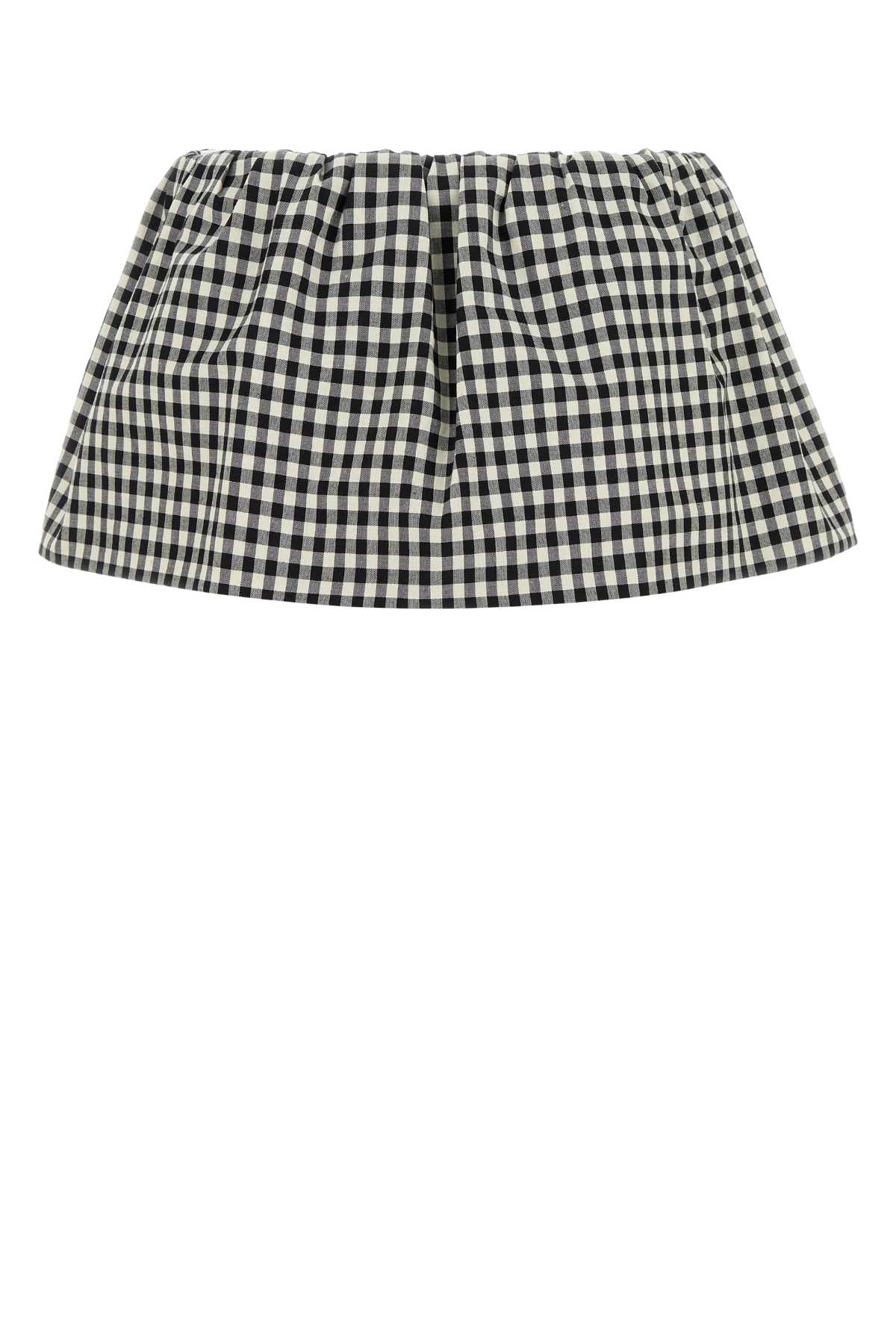 MIU MIU Chic Embroidered Cotton Mini Skirt