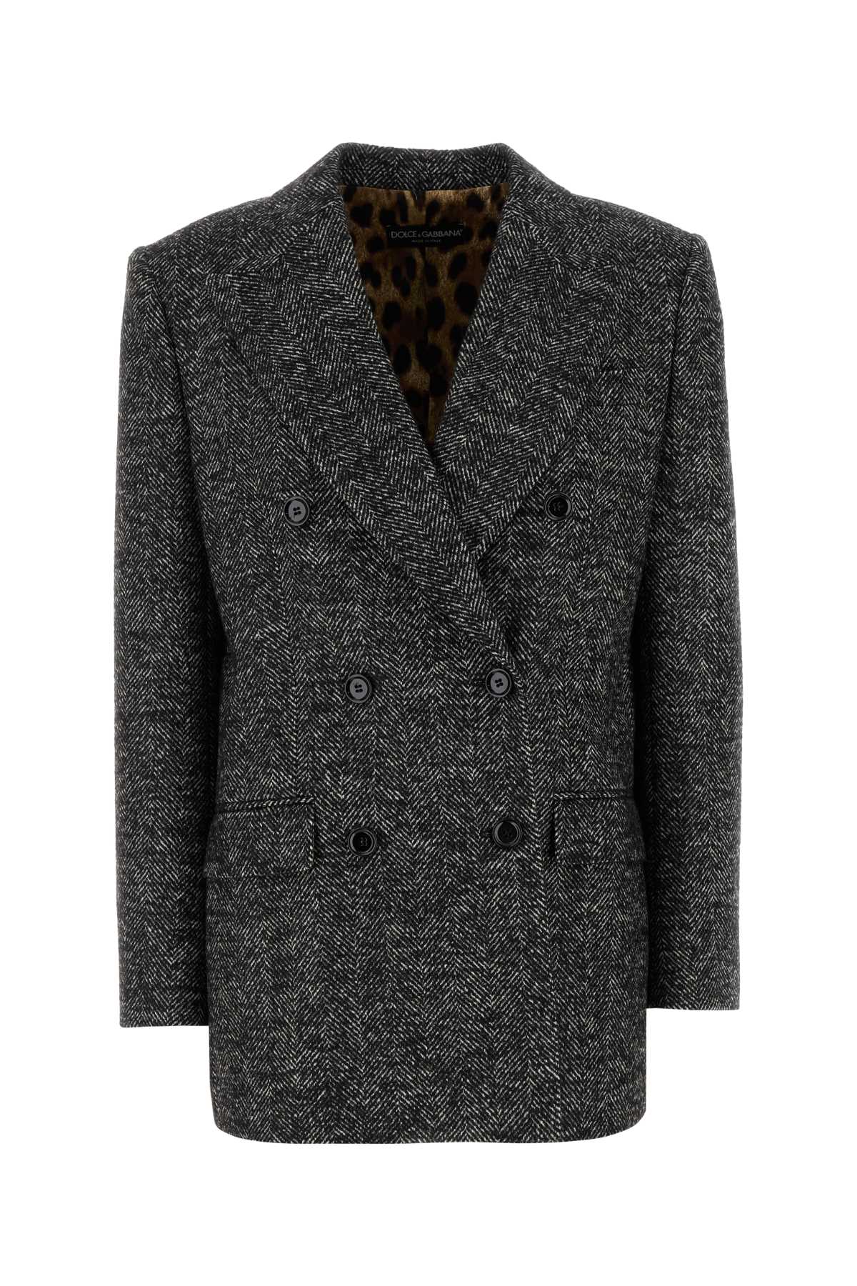 DOLCE & GABBANA Embroidered Wool Blend Blazer