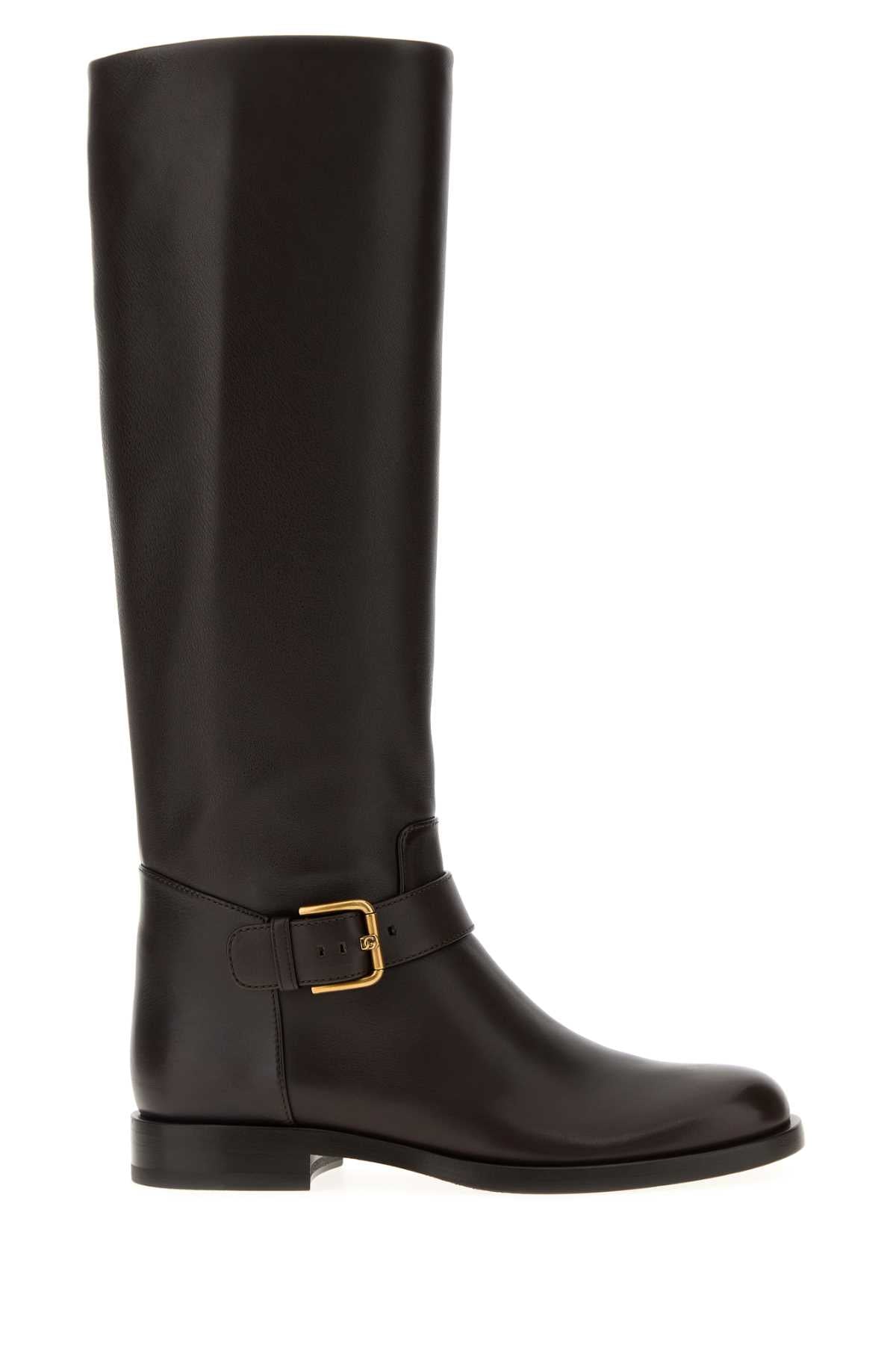 DOLCE & GABBANA Chic Chocolate Leather Boots for Women