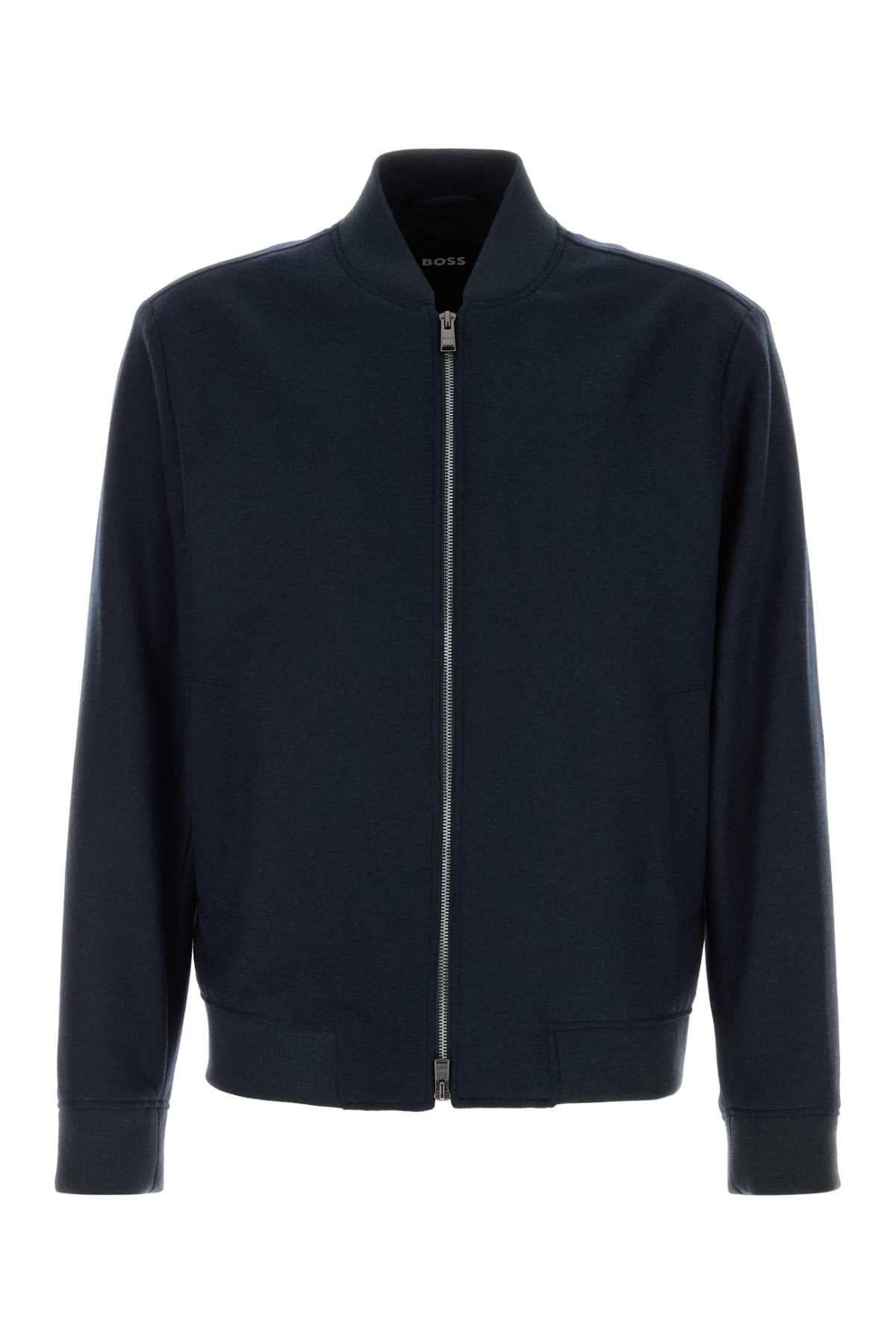 BOSS Stretch Flannel Bomber Jacket