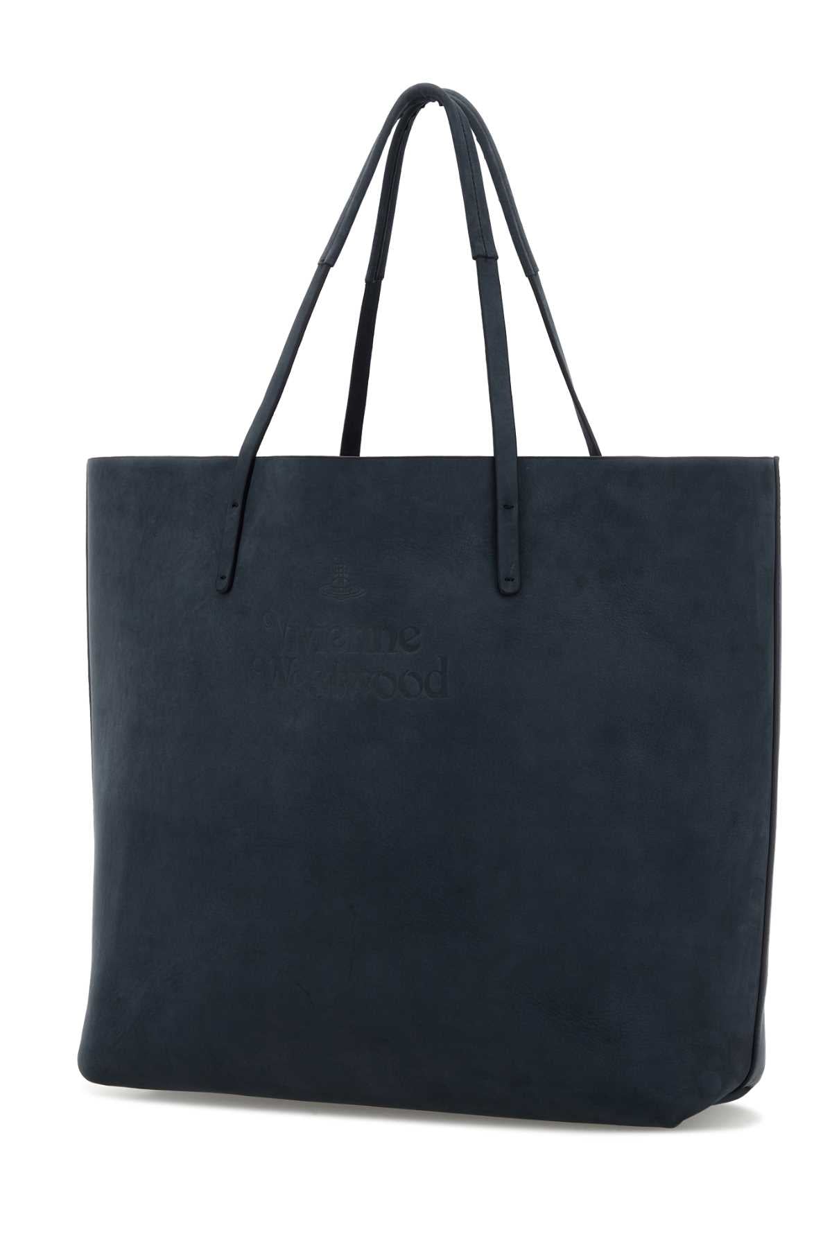 VIVIENNE WESTWOOD Denim Blue Suede Studio Shopping Handbag - 47 cm x 35 cm x 10 cm