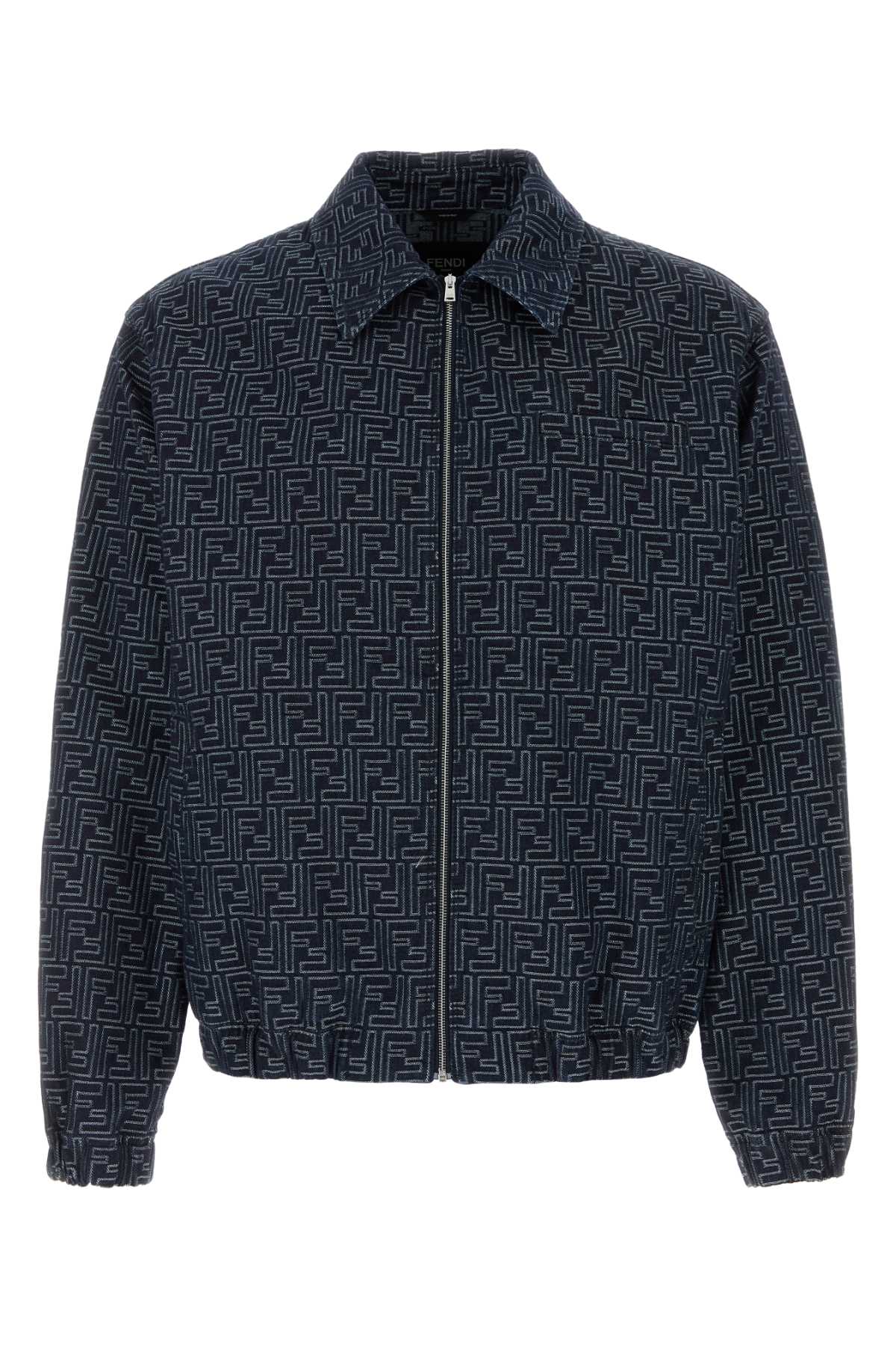 FENDI Embroidered Denim Bomber Jacket for Men