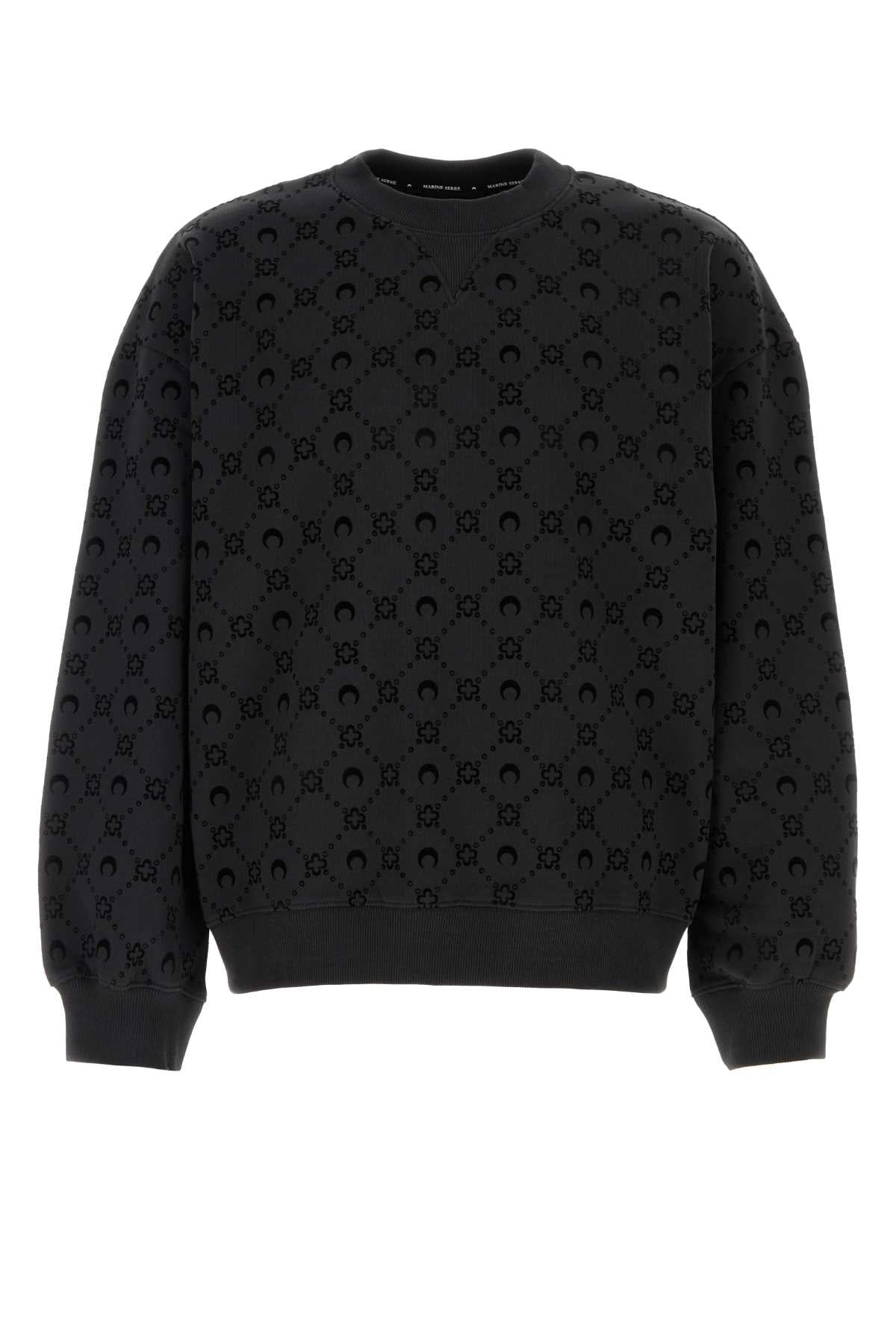 MARINE SERRE Ultimate Black Cotton Sweatshirt for Men - FW25 Collection