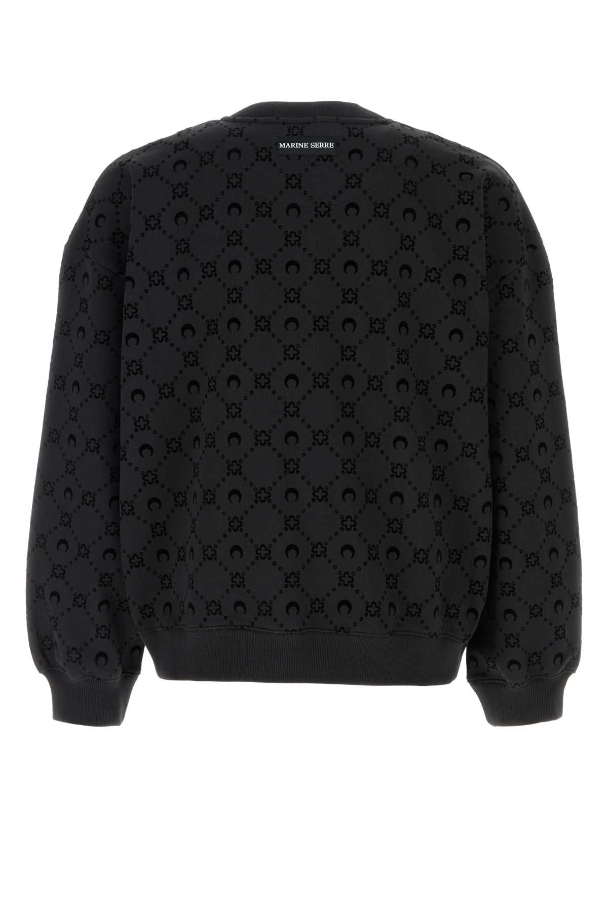 MARINE SERRE Ultimate Black Cotton Sweatshirt for Men - FW25 Collection