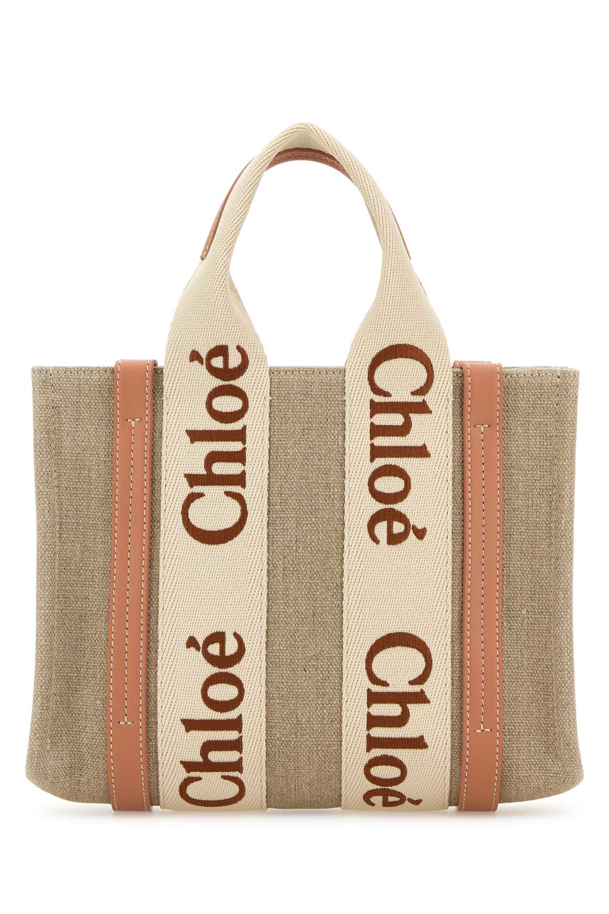 CHLOE Mini Multicolor Linen Small Woody Shopping Handbag
