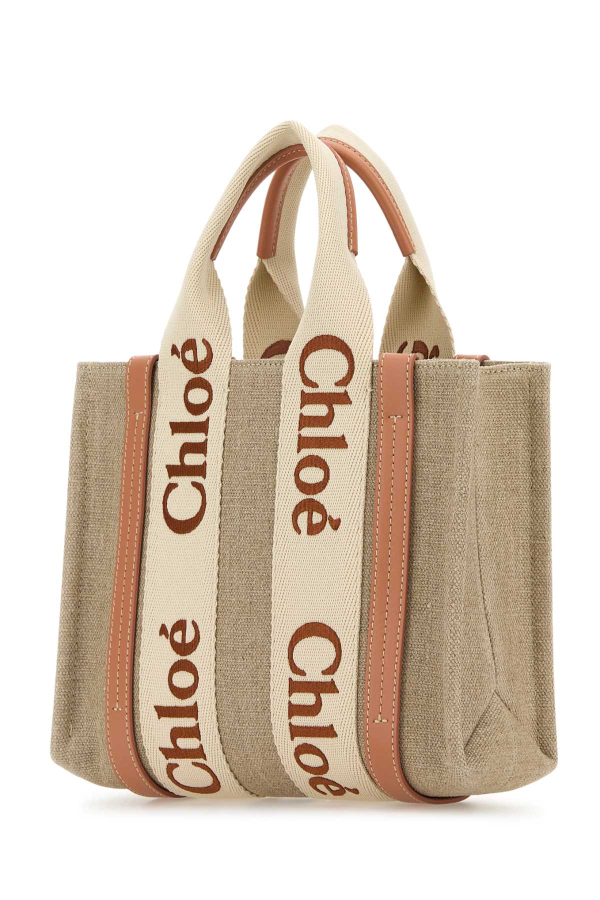 CHLOE Mini Multicolor Linen Small Woody Shopping Handbag