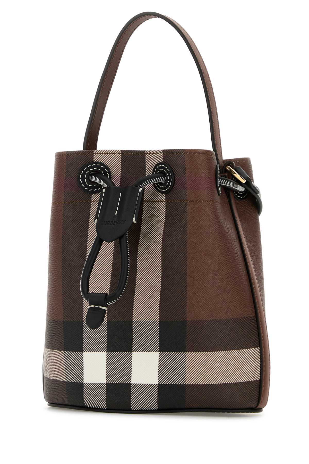 BURBERRY Mini Printed Canvas Check Bucket Handbag