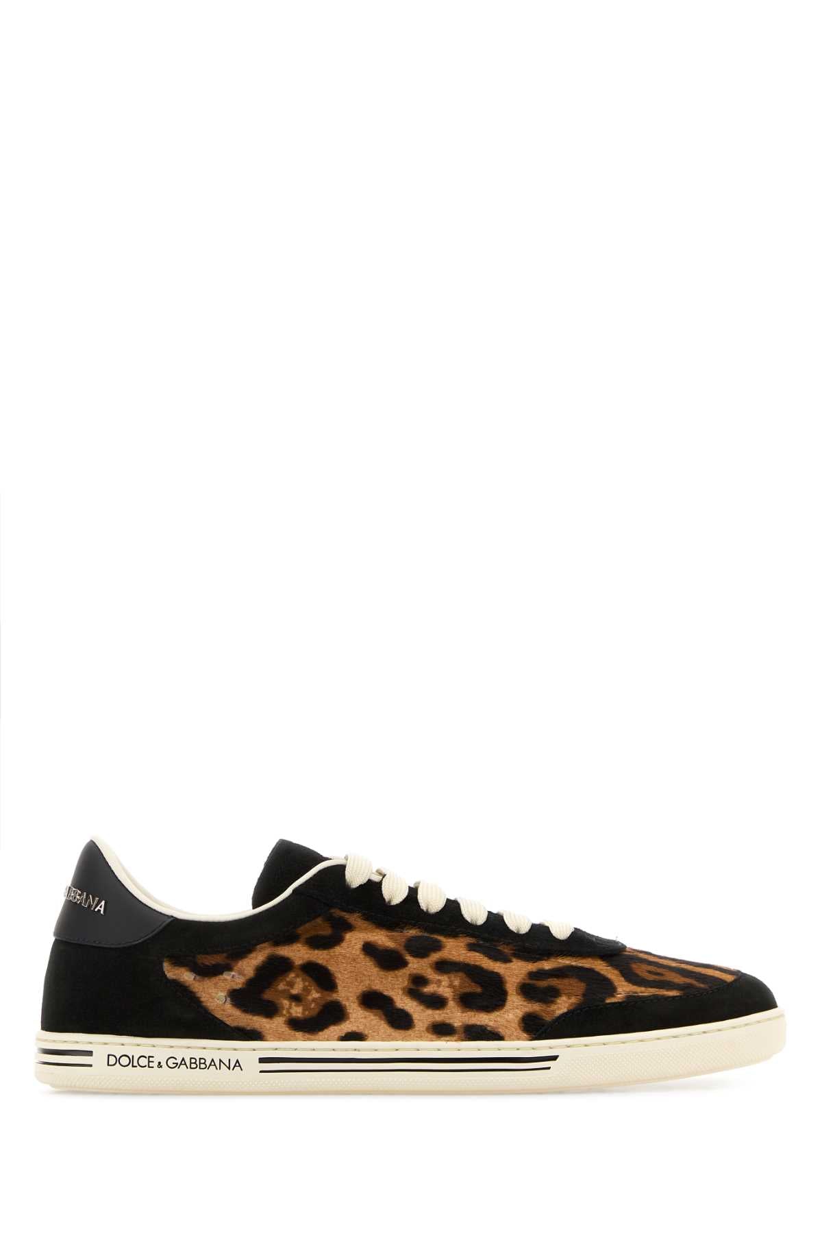DOLCE & GABBANA Animal Print 100% Leather Saint Tropez Light Sneakers for Women