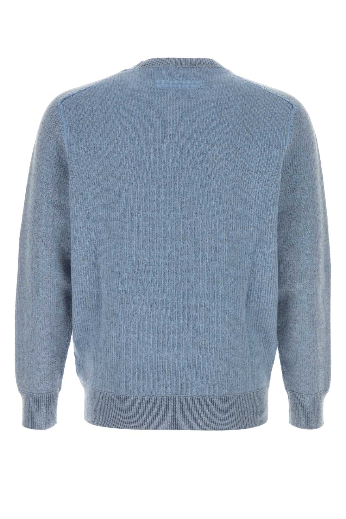 ZEGNA Light Blue Cashmere Sweater for Men - Fall/Winter Collection