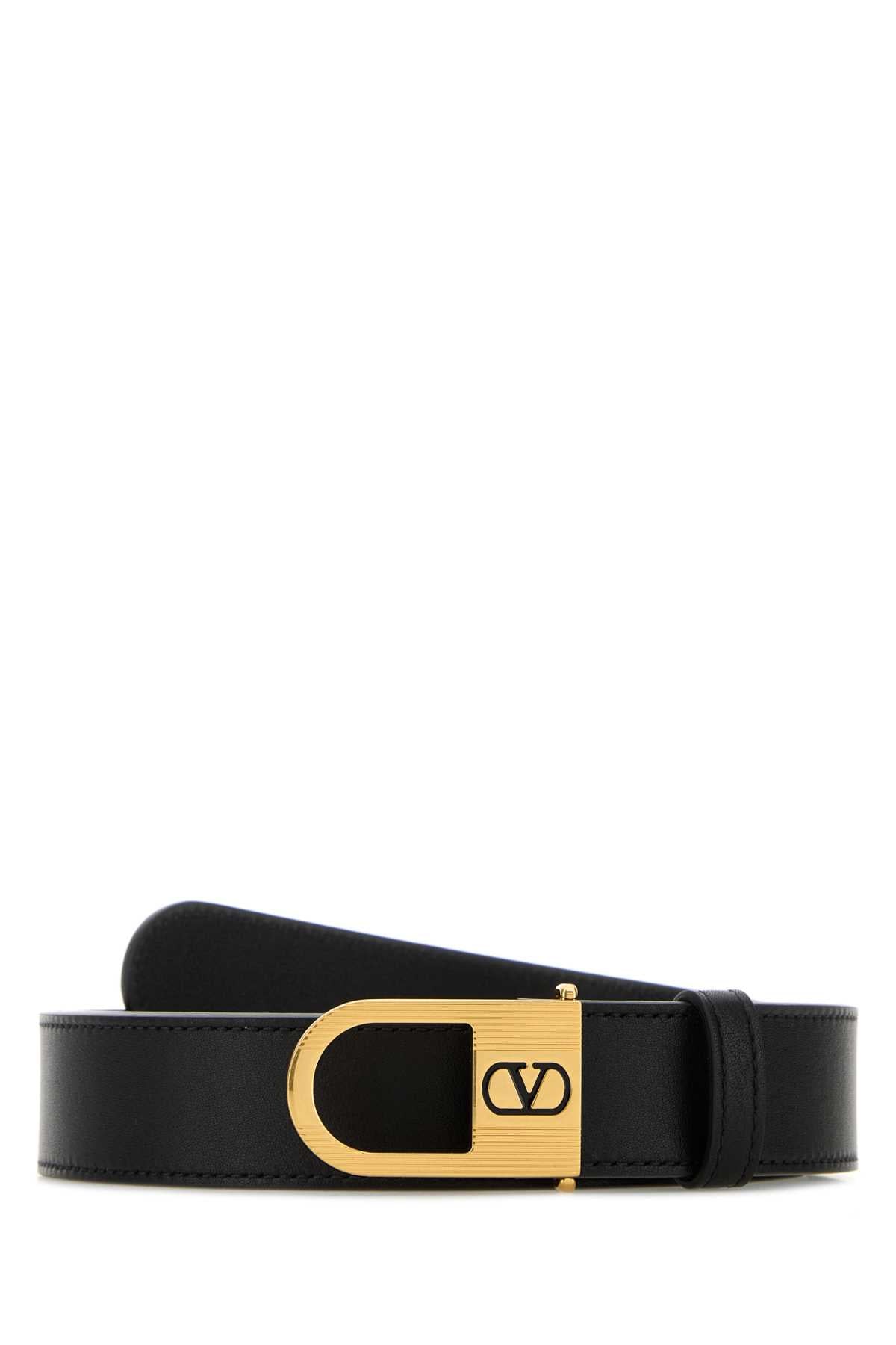 VALENTINO GARAVANI Signature VLogo Leather Belt - Height: 3 cm