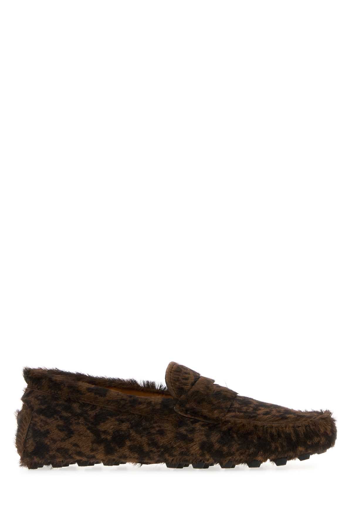 TOD'S Animal Print Leather Hair Loafers for Women