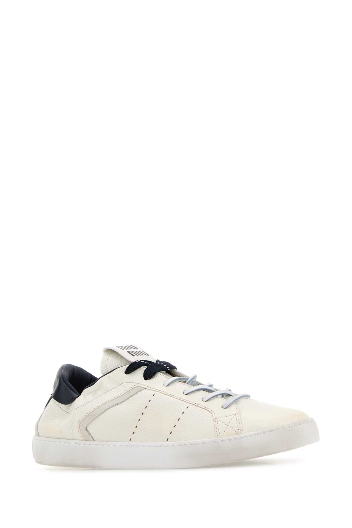 MIU MIU Ivory Leather Sneakers for Women