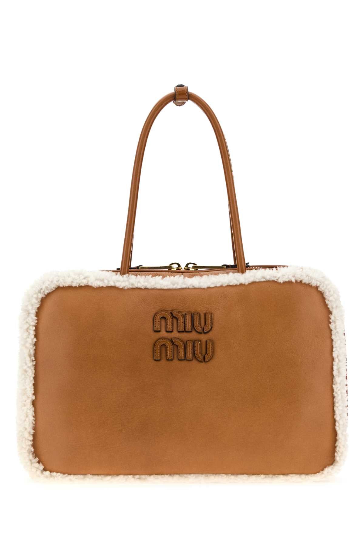 MIU MIU Mini Leather Beau Handbag - 34 cm x 23 cm x 10 cm