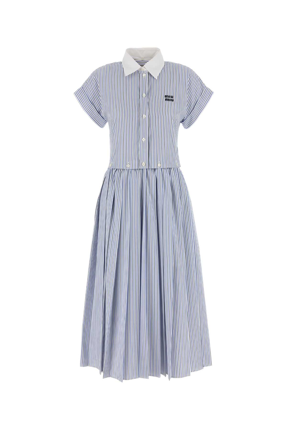 MIU MIU Embroidered Poplin Mini Shirt Dress for Women
