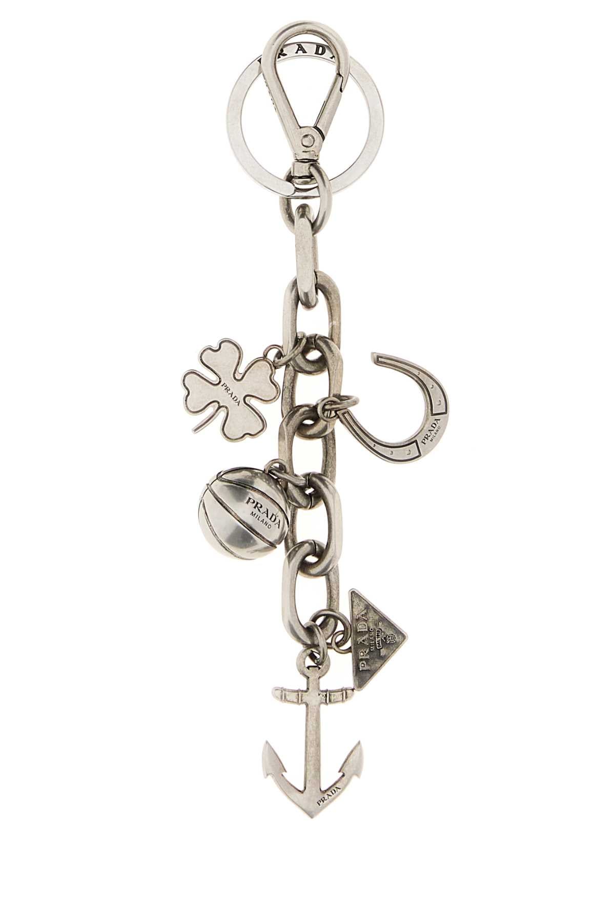 PRADA Mini Silver Key Ring