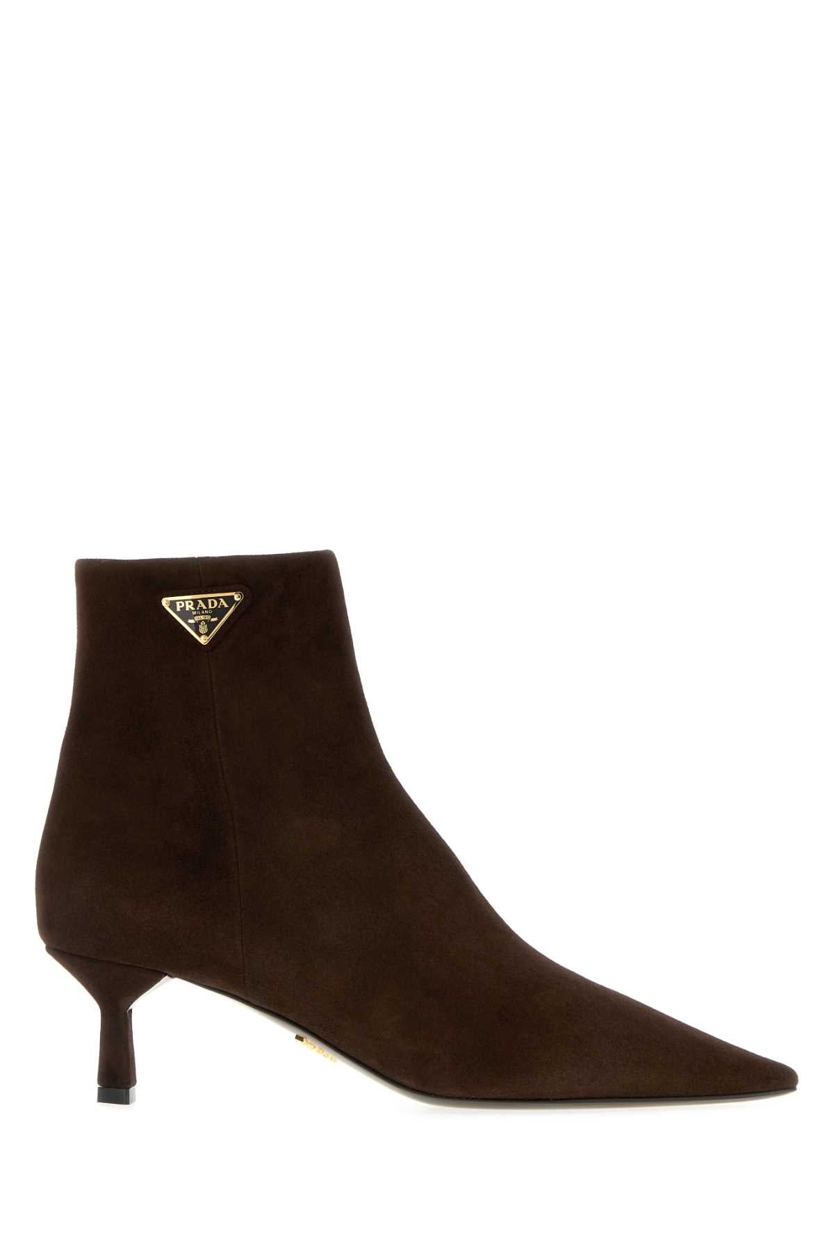 PRADA Suede Ankle Boots with 5 cm Heel Height