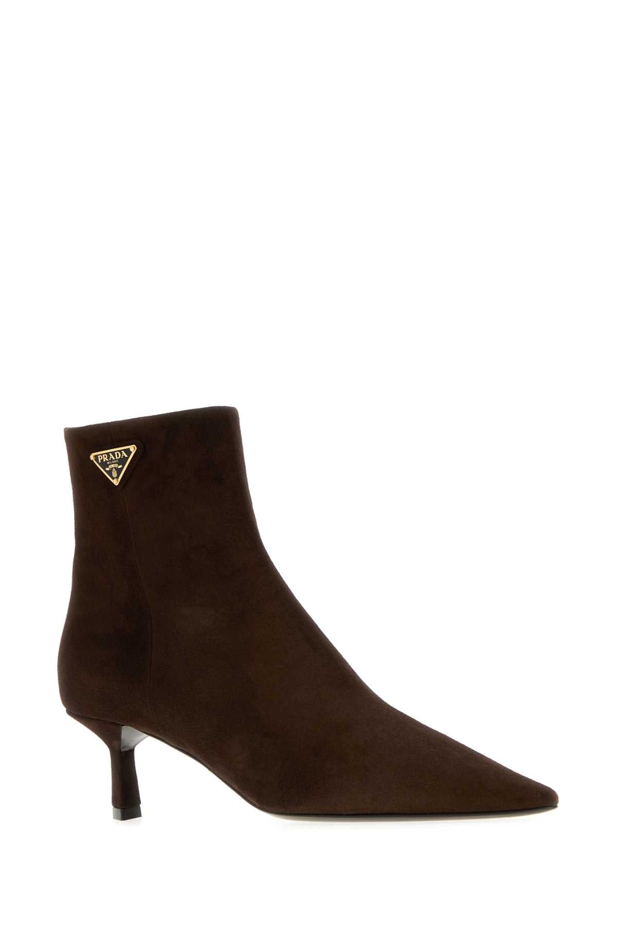 PRADA Suede Ankle Boots with 5 cm Heel Height