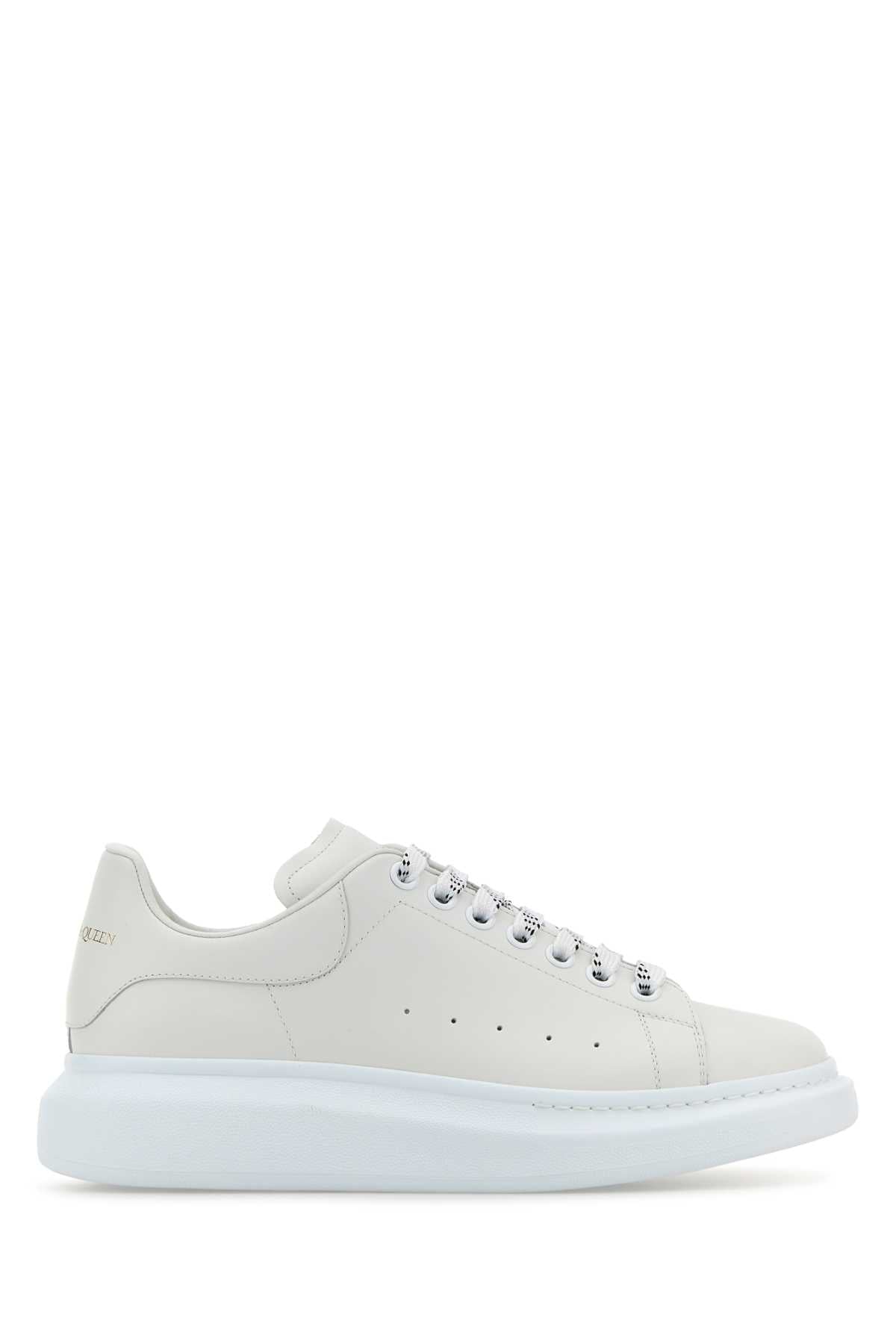 ALEXANDER MCQUEEN Chalk Leather Sneaker with Contrast Heel
