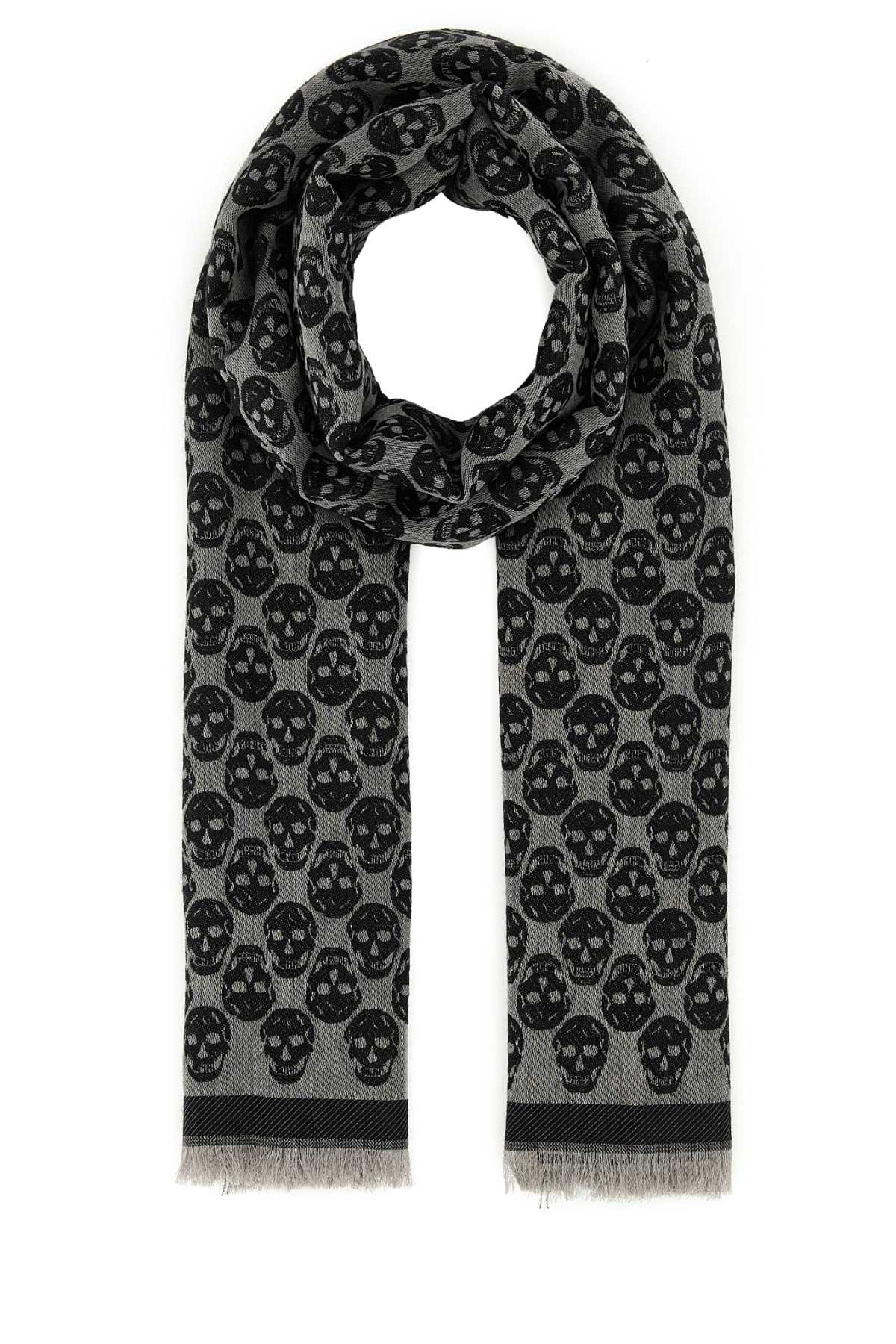 ALEXANDER MCQUEEN Embroidered Wool Blend Foulard - 185 cm x 45 cm