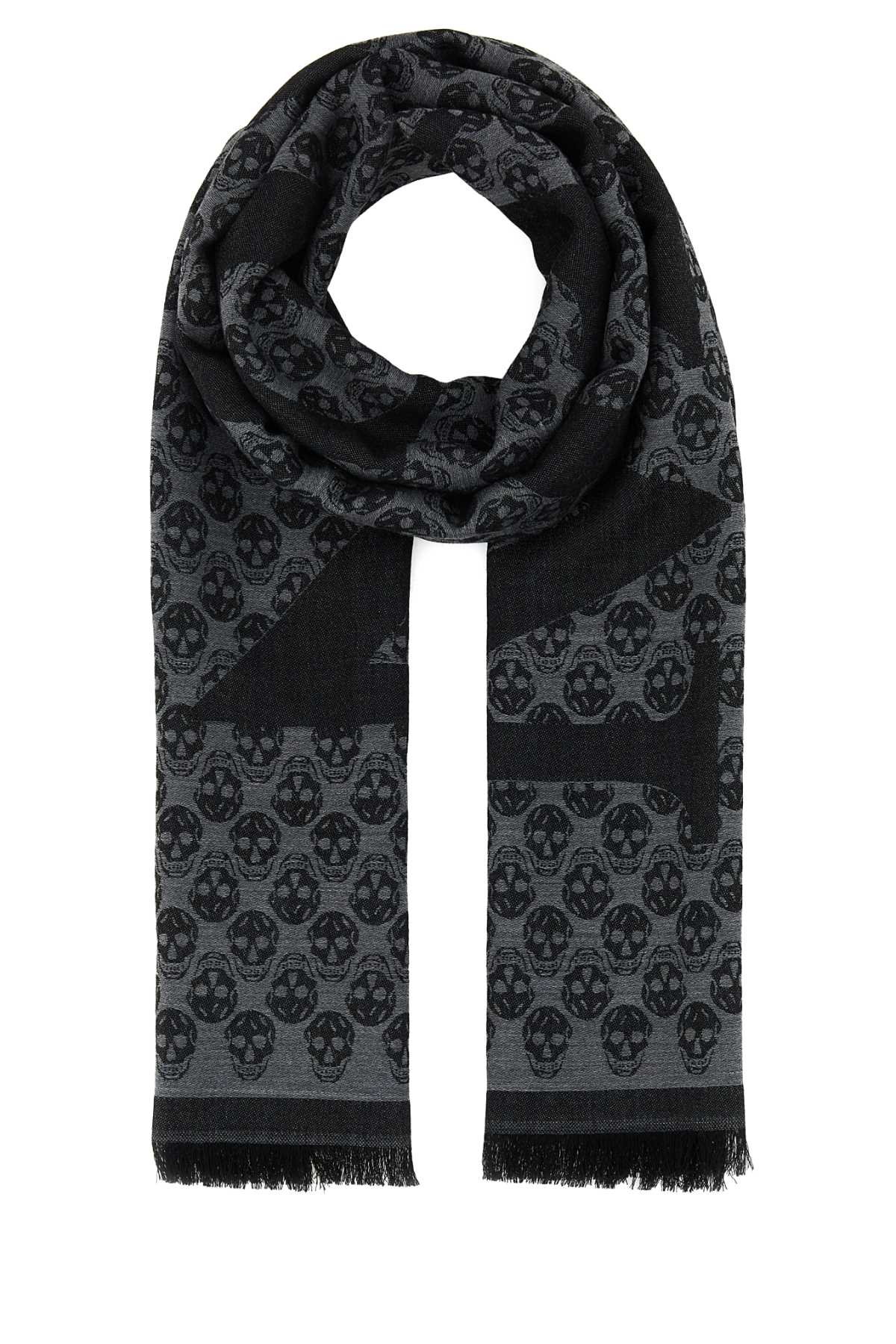 ALEXANDER MCQUEEN Embroidered Wool Foulard 190cm x 30cm for Men