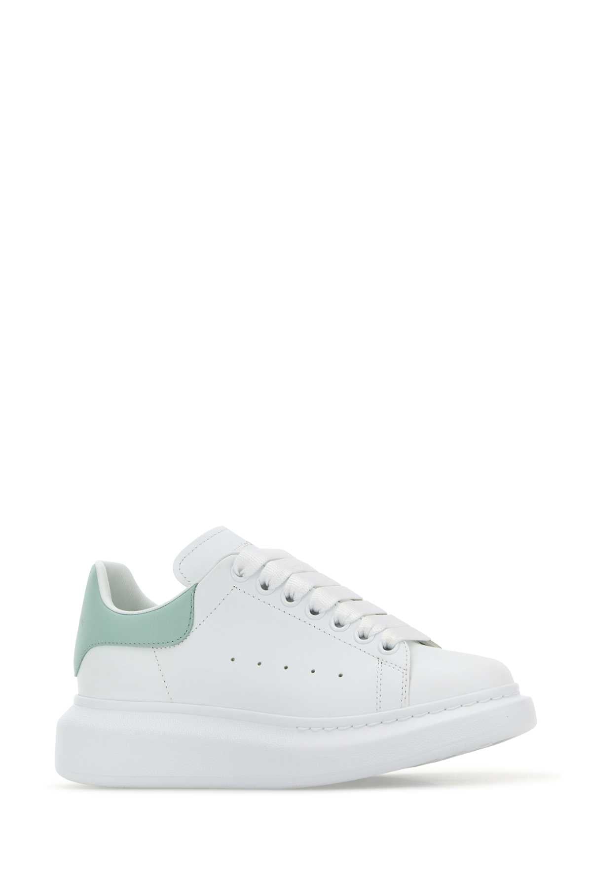 ALEXANDER MCQUEEN Leather Sneakers with Sea Green Heel