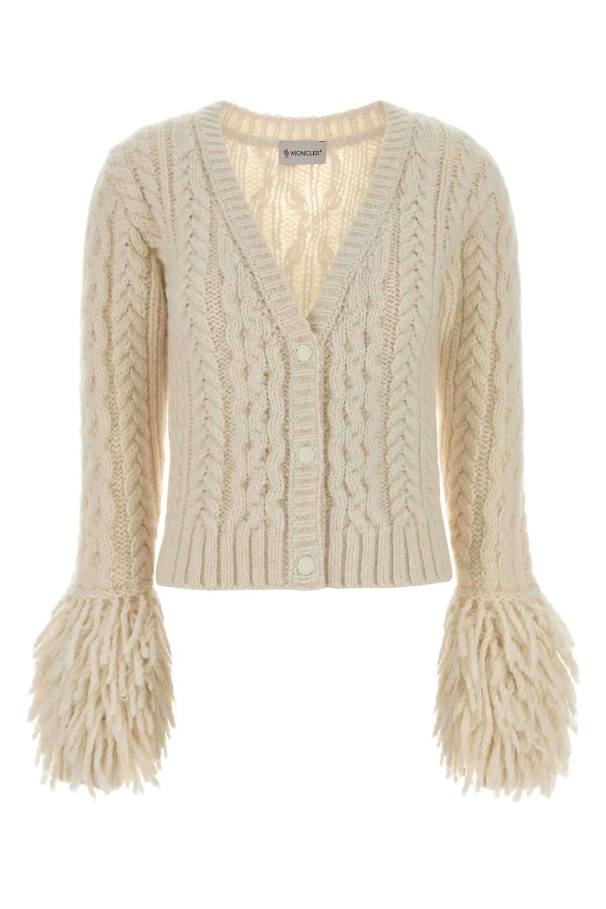 MONCLER Ivory Alpaca Blend Cardigan for Women
