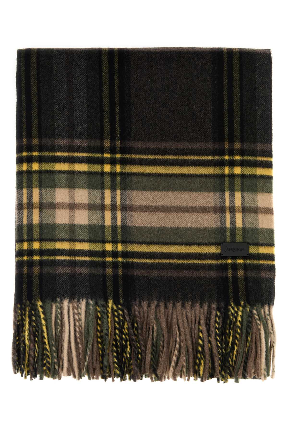 SAINT LAURENT Embroidered Cashmere Blend Scarf - 180 cm x 135 cm