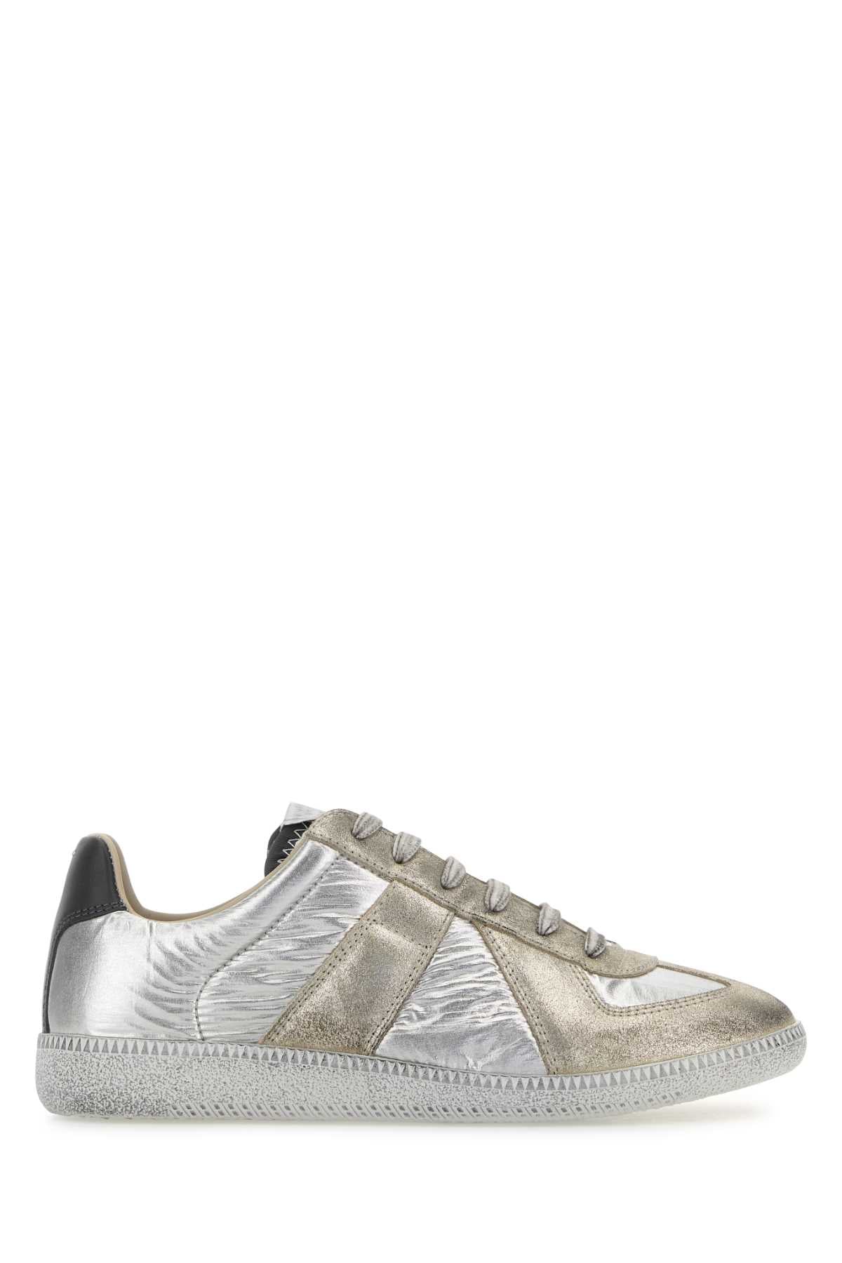 MAISON MARGIELA Iridescent Two-Tone Fabric and Leather Sneakers