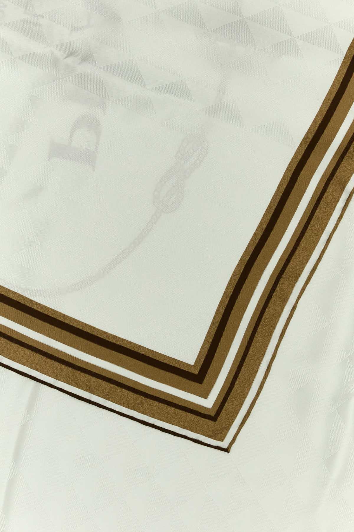 PRADA Embroidered Silk Foulard - 90 cm x 90 cm