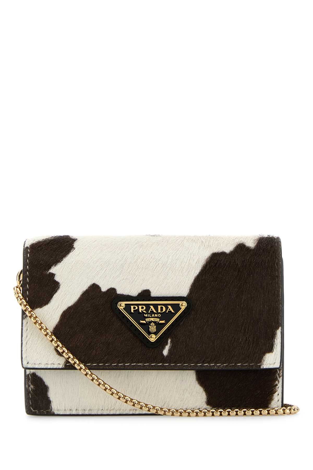 PRADA Mini Printed 100% Leather Hair Card Holder