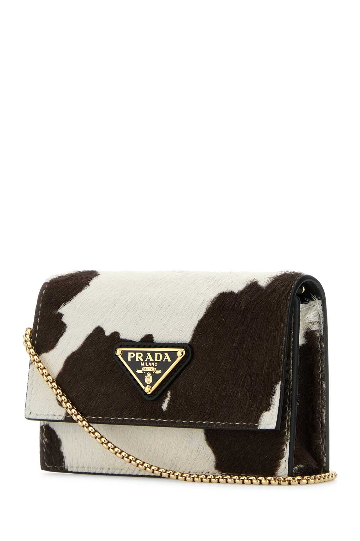PRADA Mini Printed 100% Leather Hair Card Holder