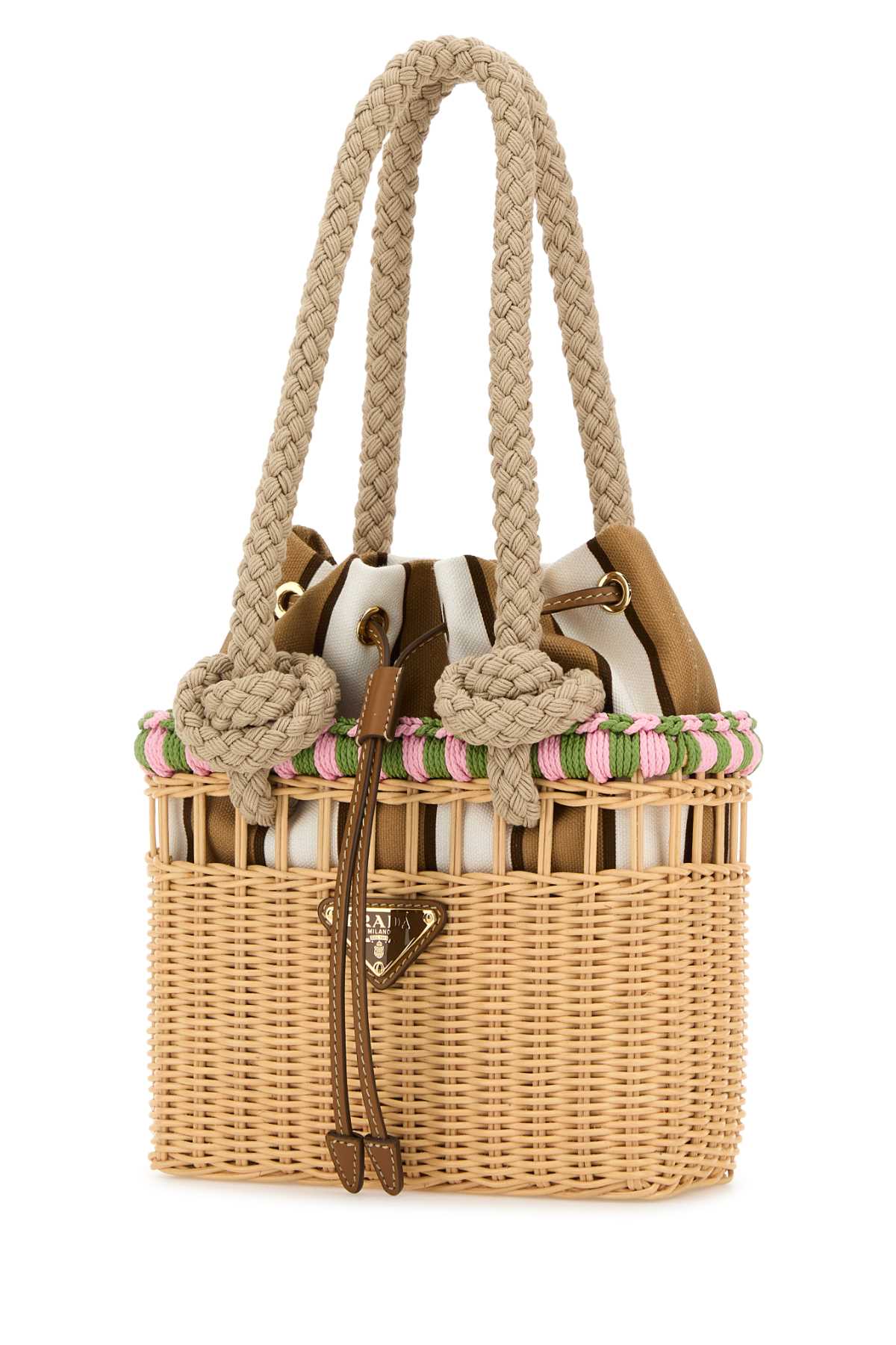 PRADA Mini Wicker Shopping Handbag