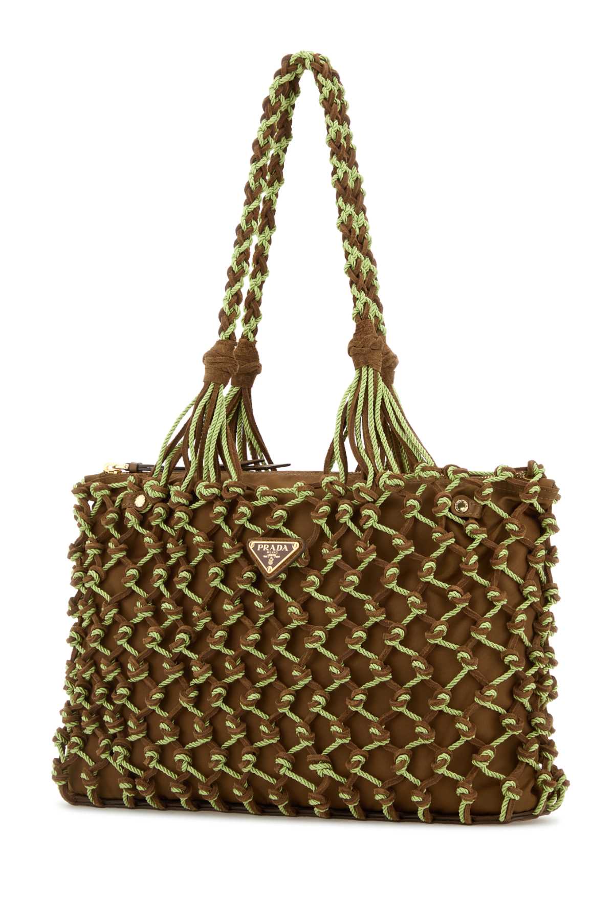 PRADA Two-tone Mesh Shopping Handbag - 33 cm x 21 cm x 10 cm