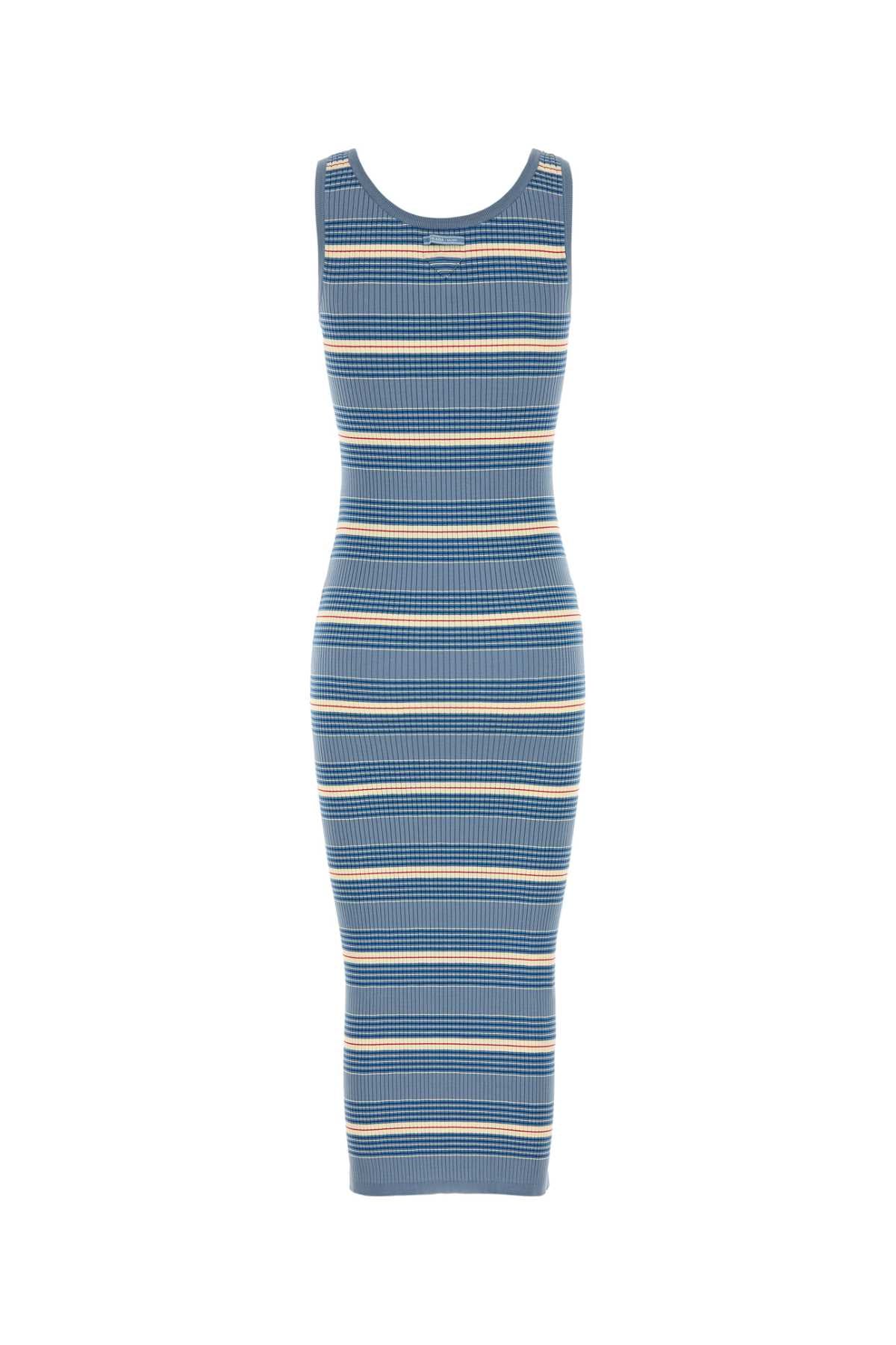 PRADA Embroidered Stretch Cotton Blend Mini Dress