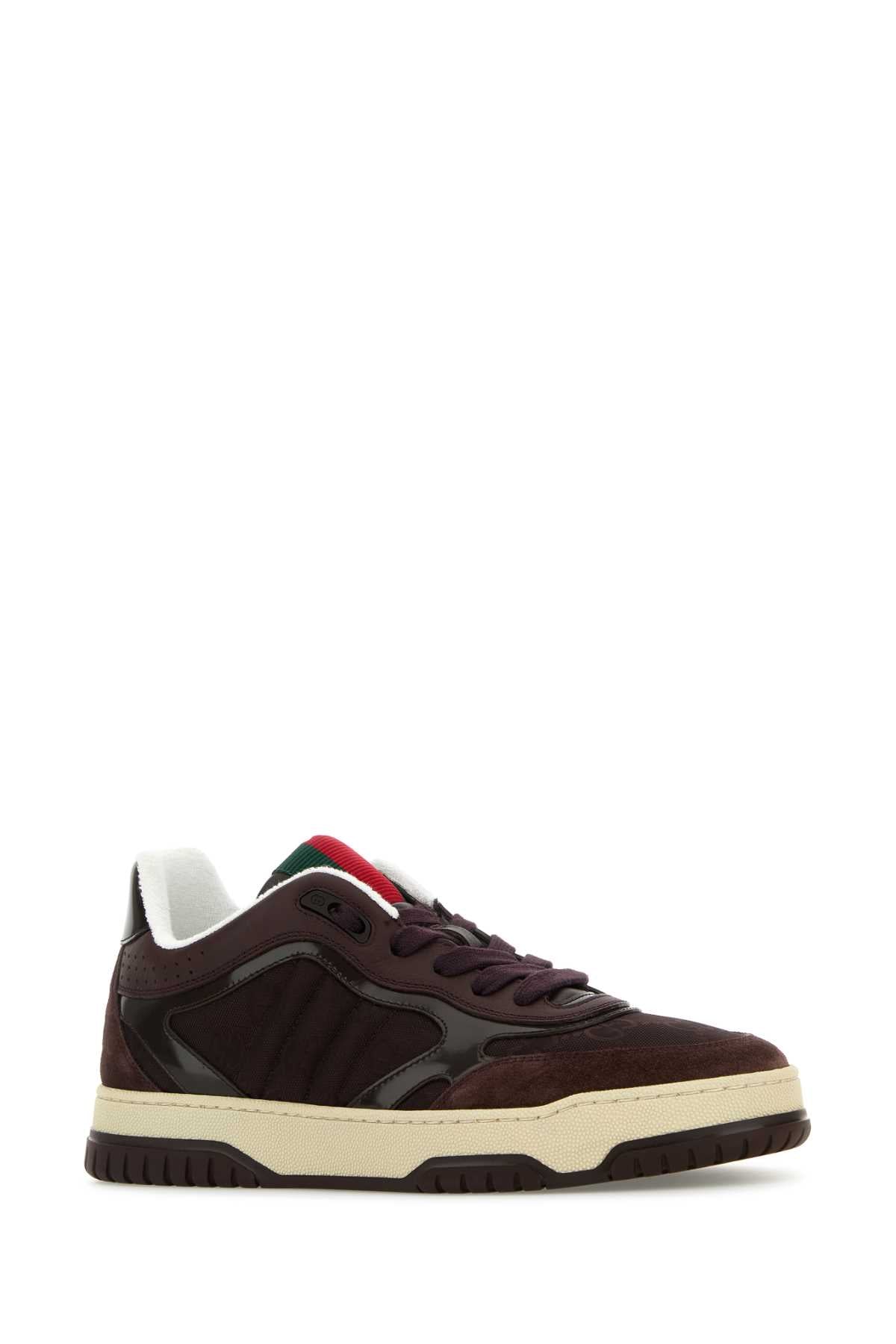 GUCCI Leather and Fabric Re-Web Sneaker for Women