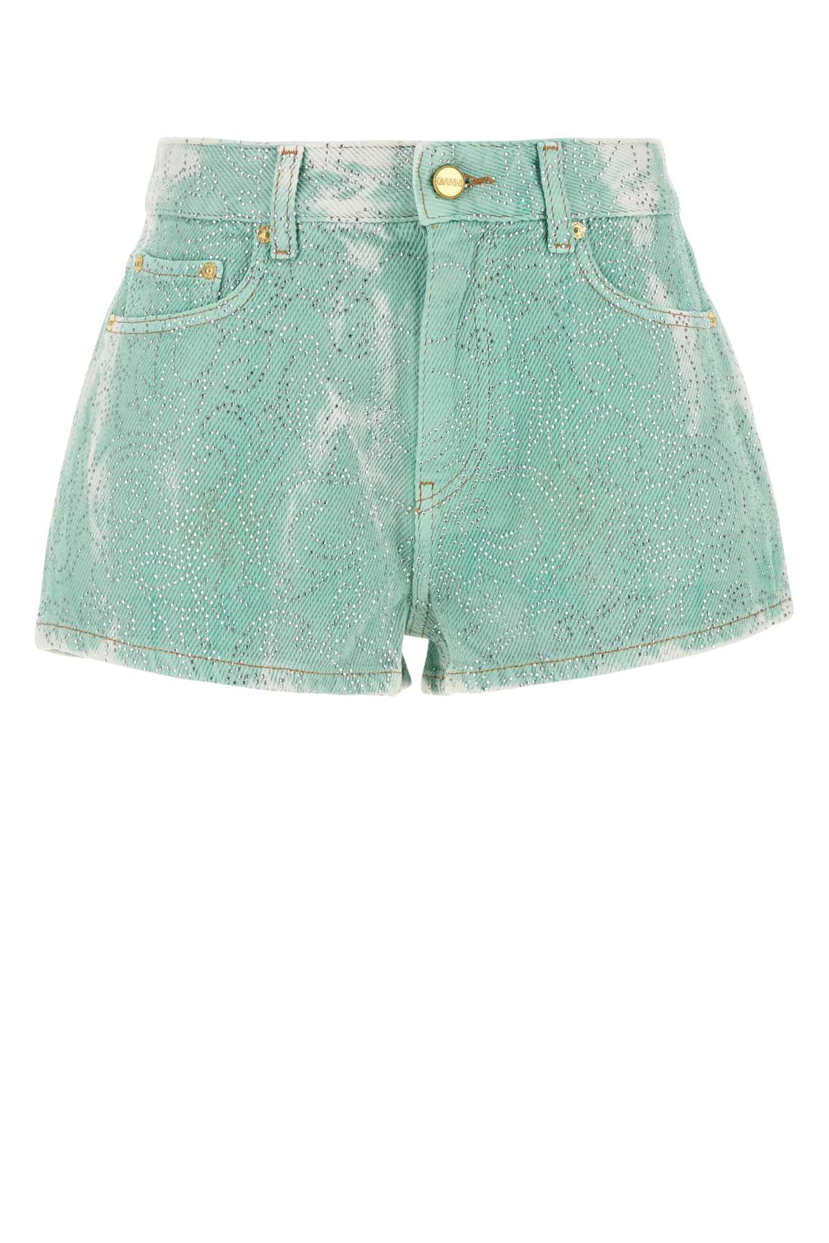 GANNI Two-tone Denim Mini Shorts for Women