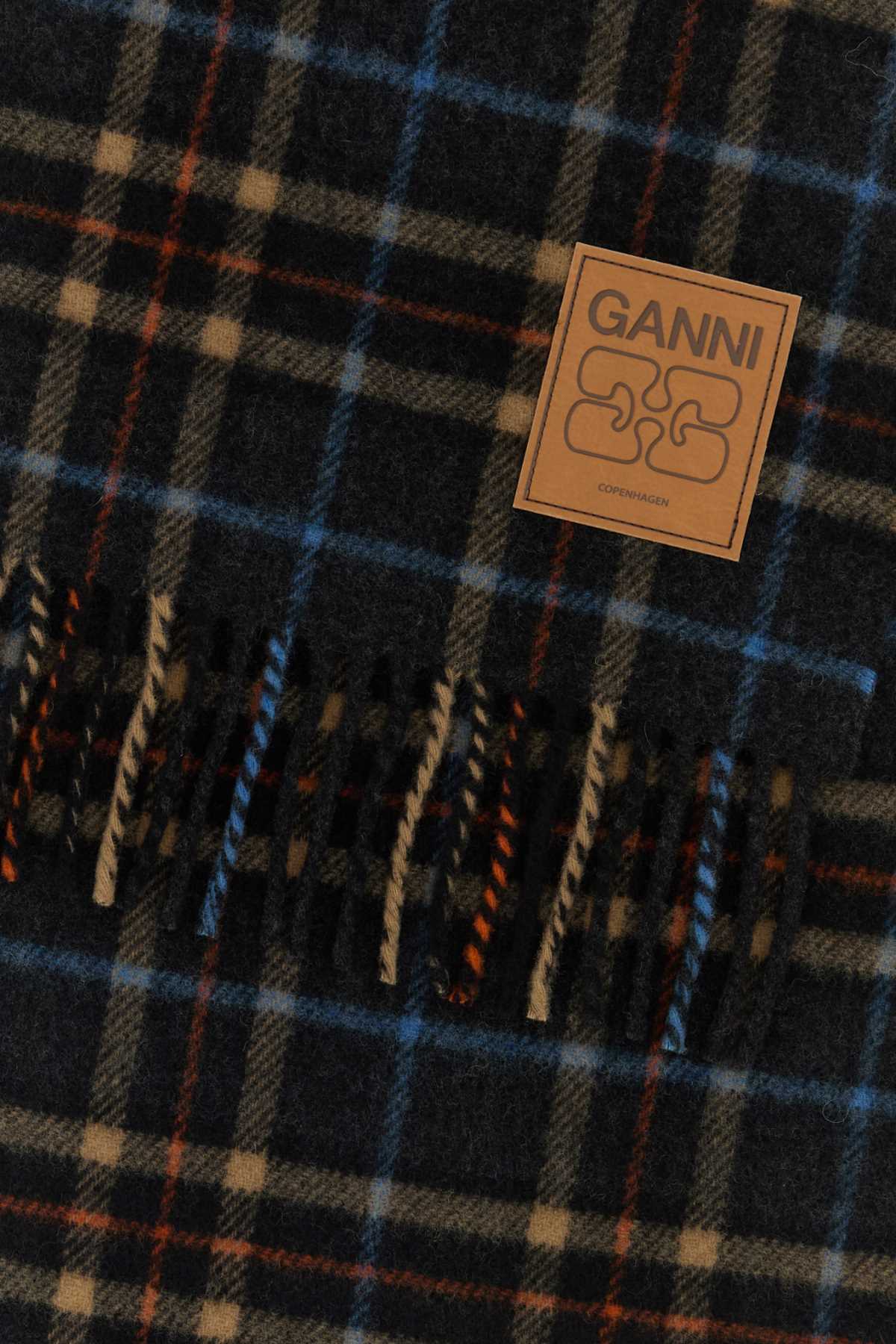 GANNI Embroidered Wool Scarf - 200 cm x 30 cm