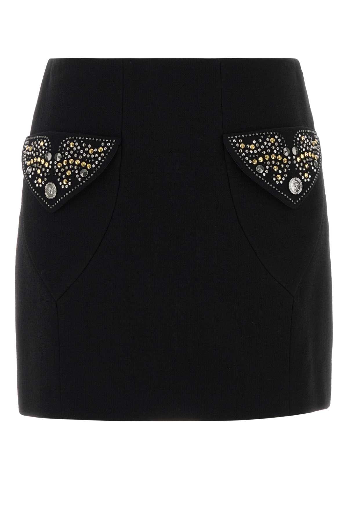 VERSACE Chic Virgin Wool Mini Skirt for Women