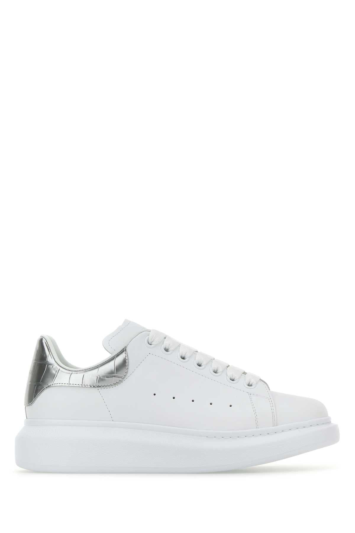 ALEXANDER MCQUEEN Elegant Leather Sneakers with Silver Accents