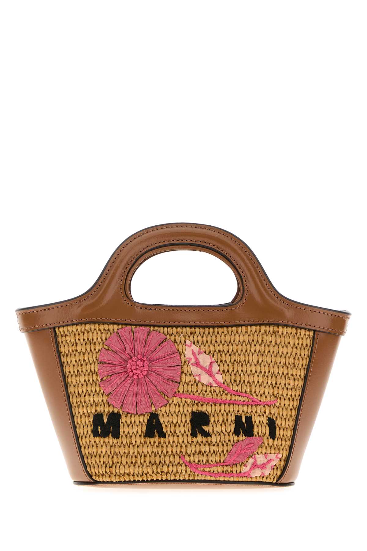 MARNI Mini Raffia Handbag with Golden Metal Finishing