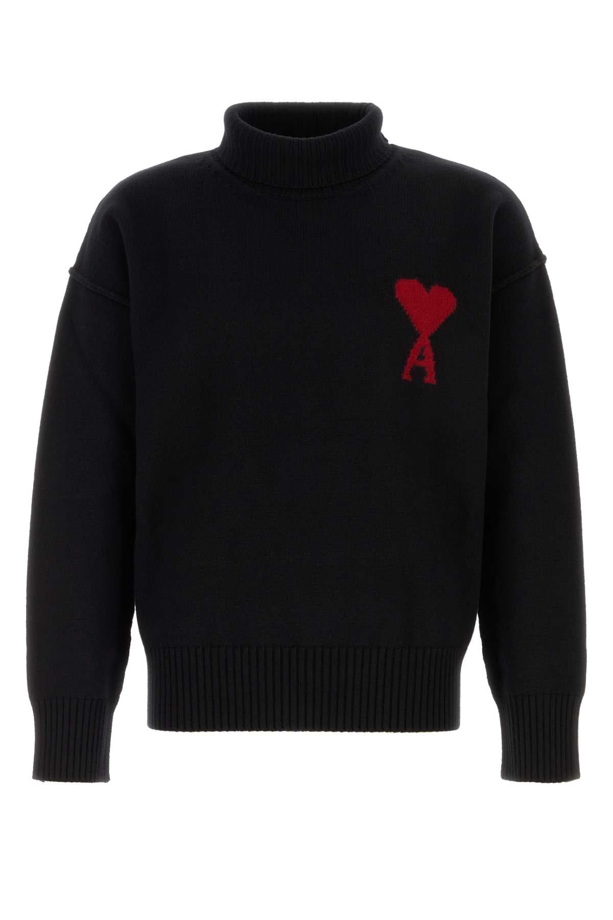 AMI Classic Black Wool Sweater for Men