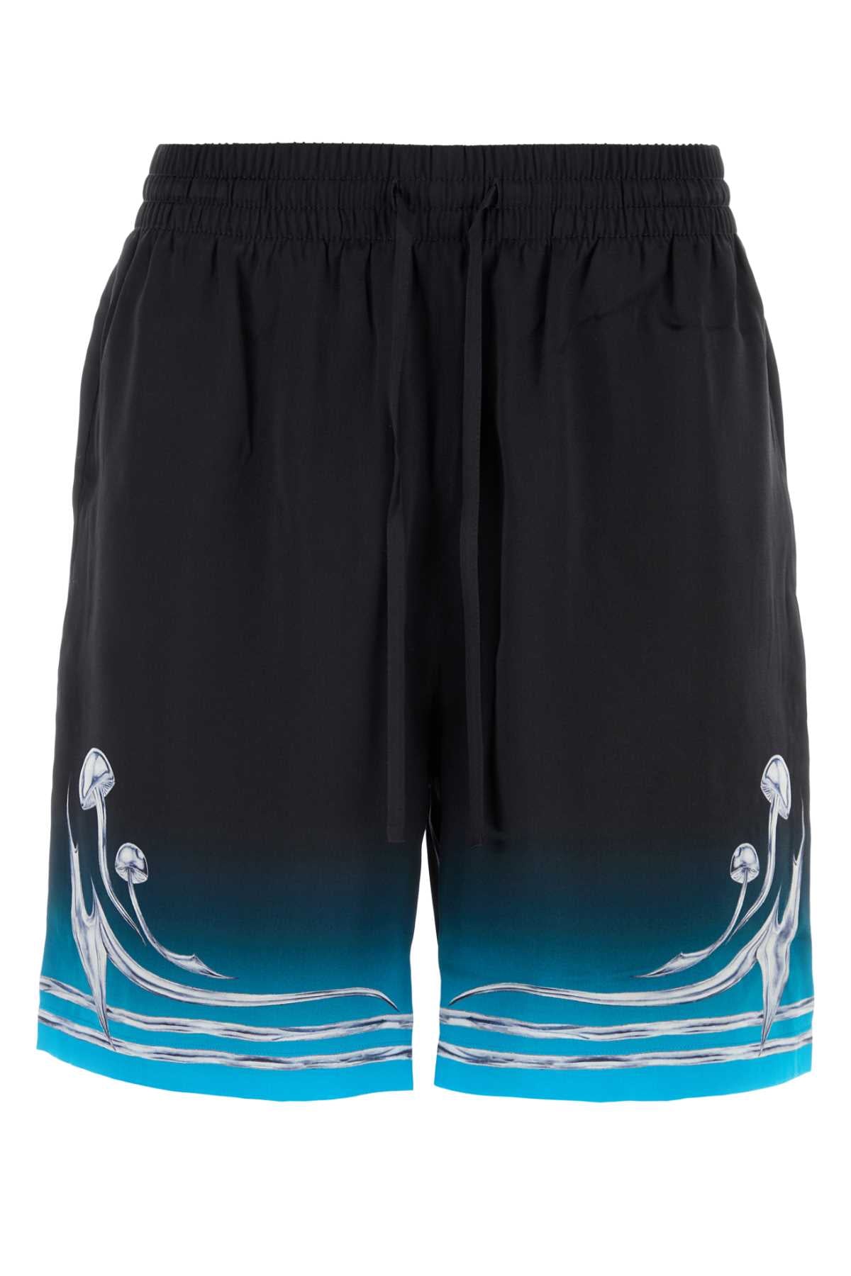 CASABLANCA Printed Satin Bermuda Shorts