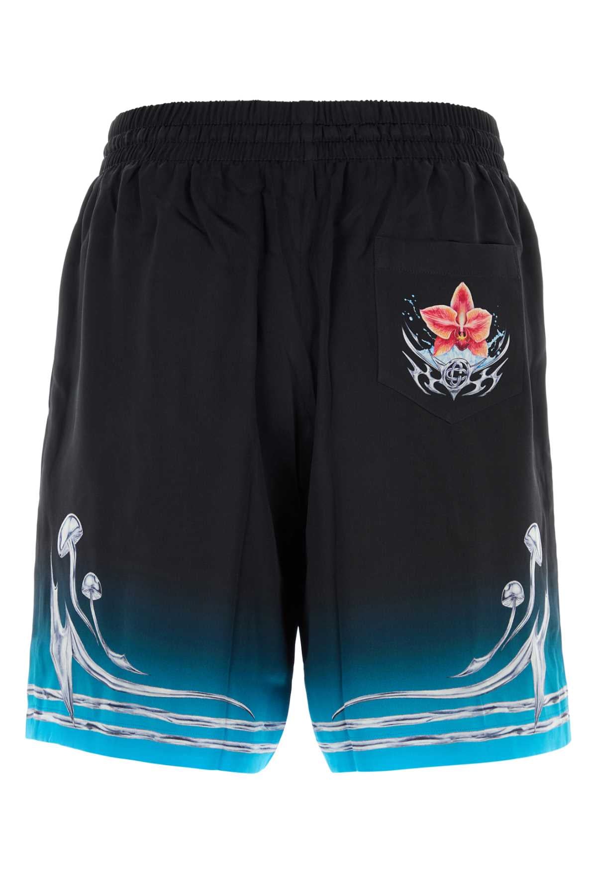 CASABLANCA Printed Satin Bermuda Shorts